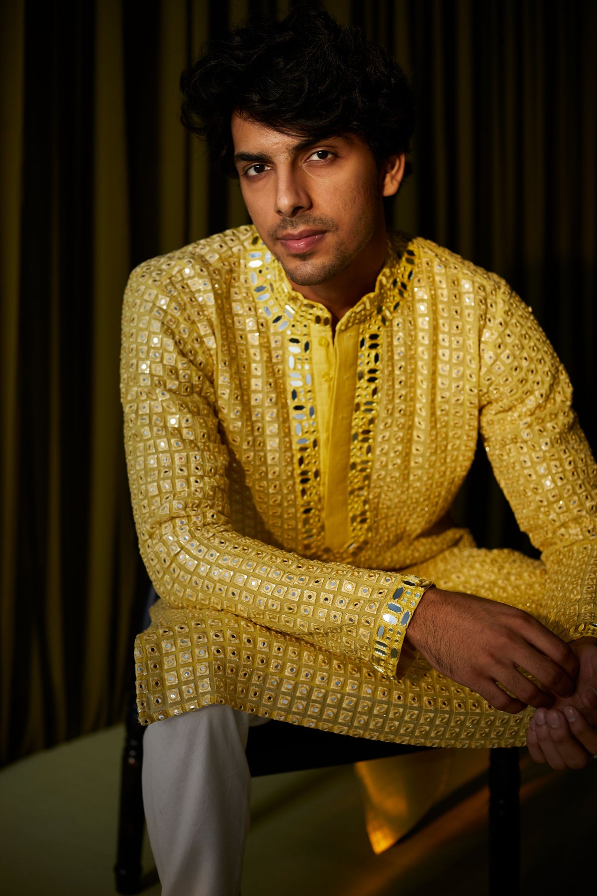 Yellow Mirrorwork Kurta Set