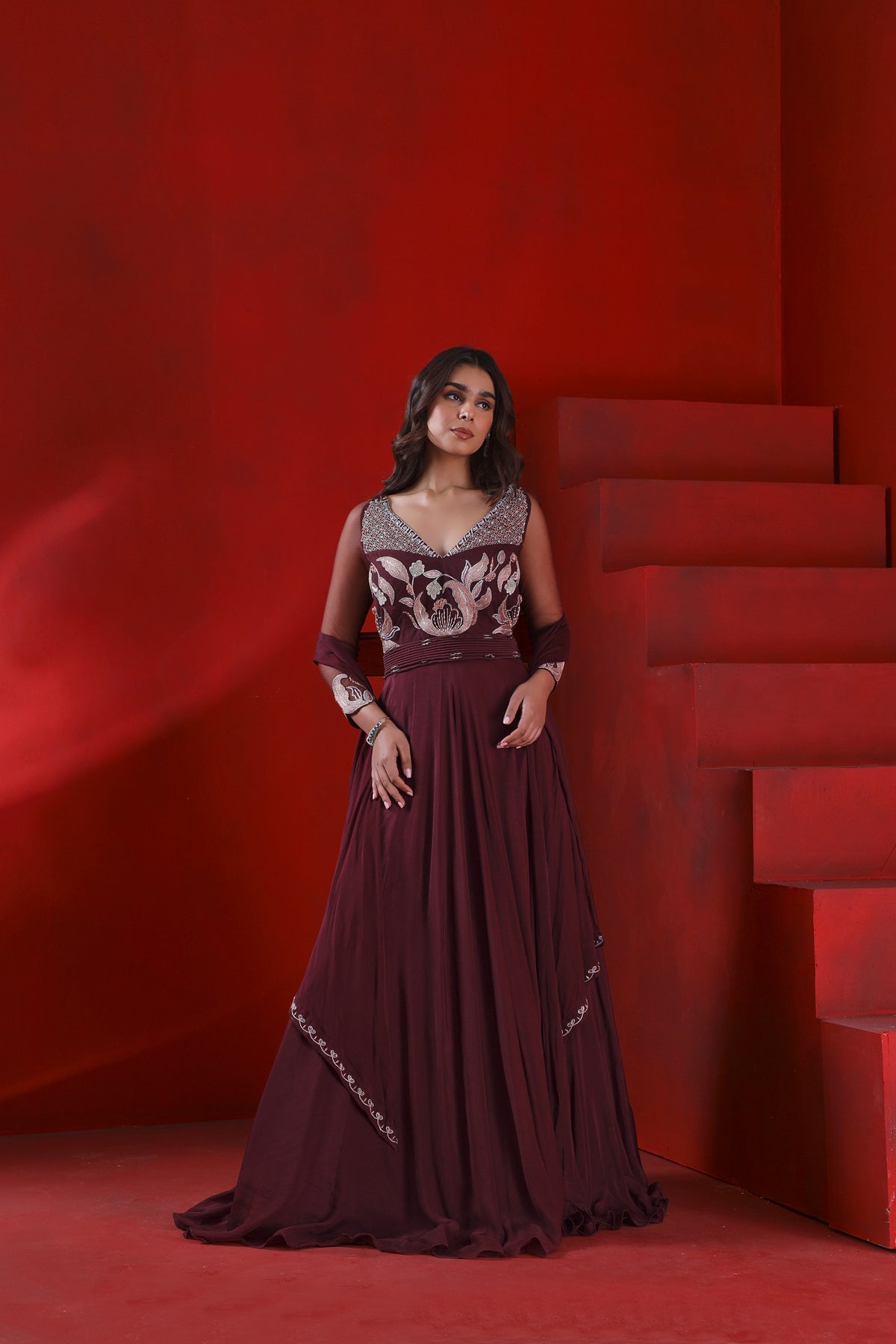 Mahagony wine gown set
