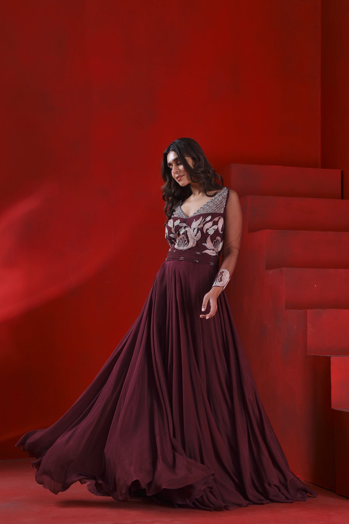 Mahagony wine gown set
