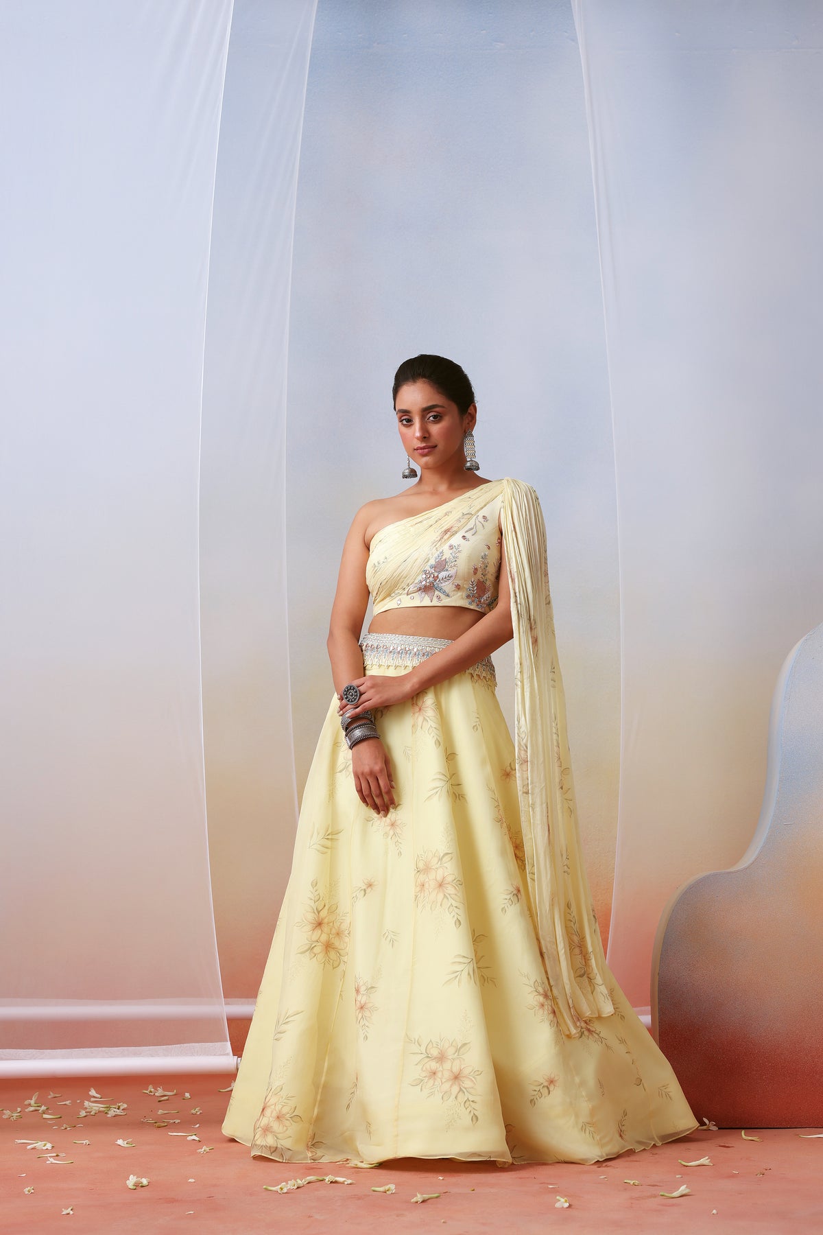 Off White Printed Lehenga Set