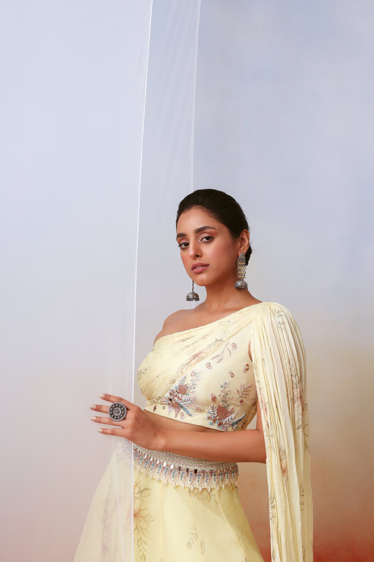 Off White Printed Lehenga Set