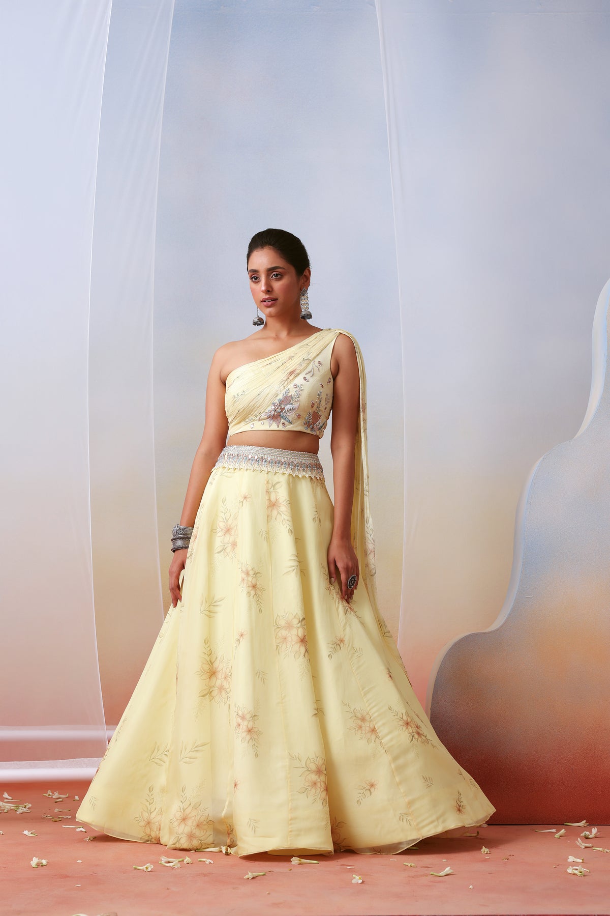 Off White Printed Lehenga Set
