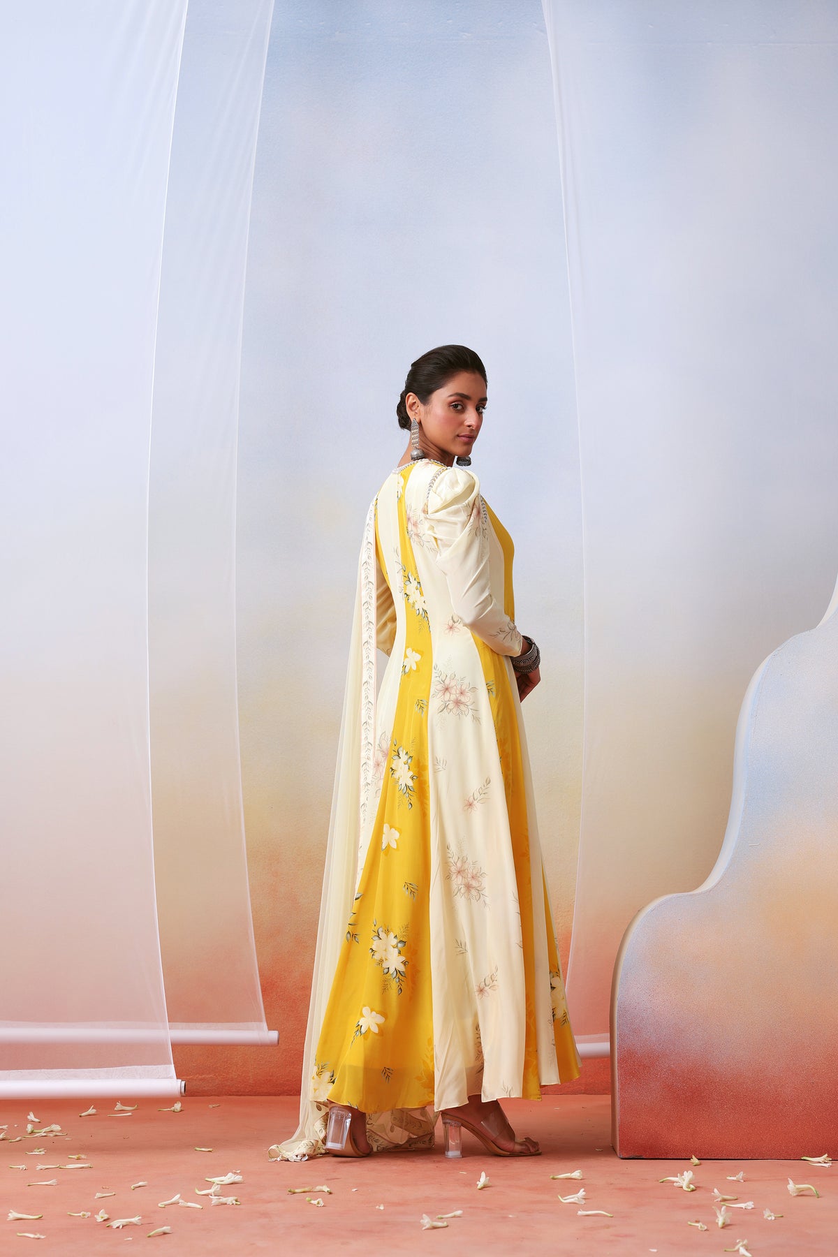 Multi Color Printed and Embroidered Anarakali Set