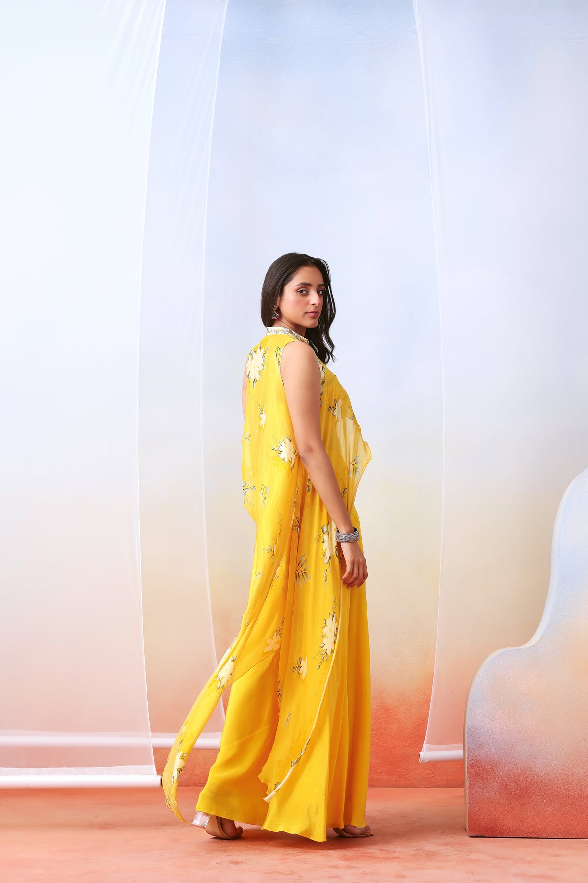 Yellow Printed Sharara Set