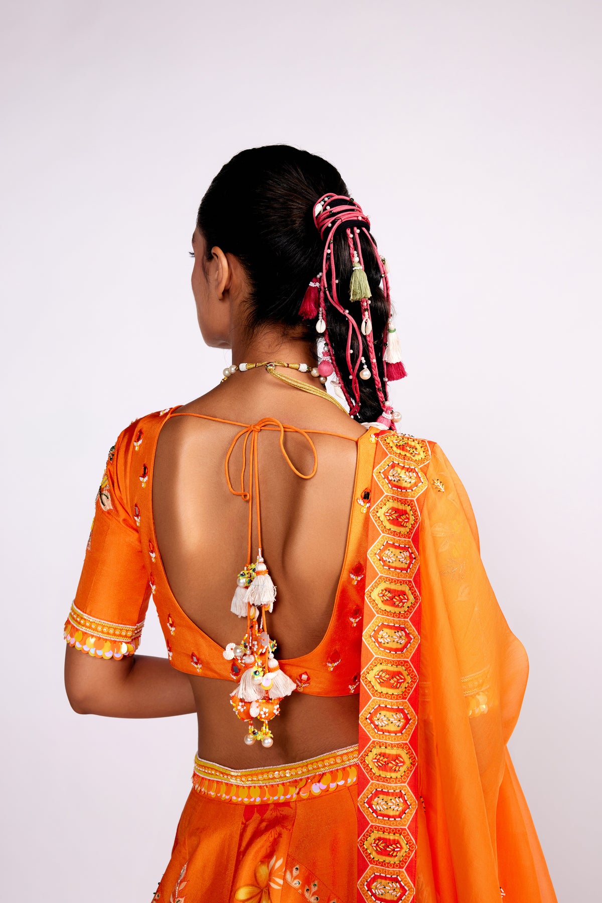 Tangerine Orange Silk Lehenga Set
