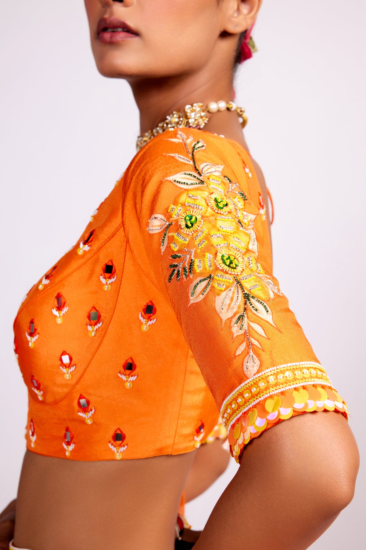 Tangerine Orange Silk Lehenga Set