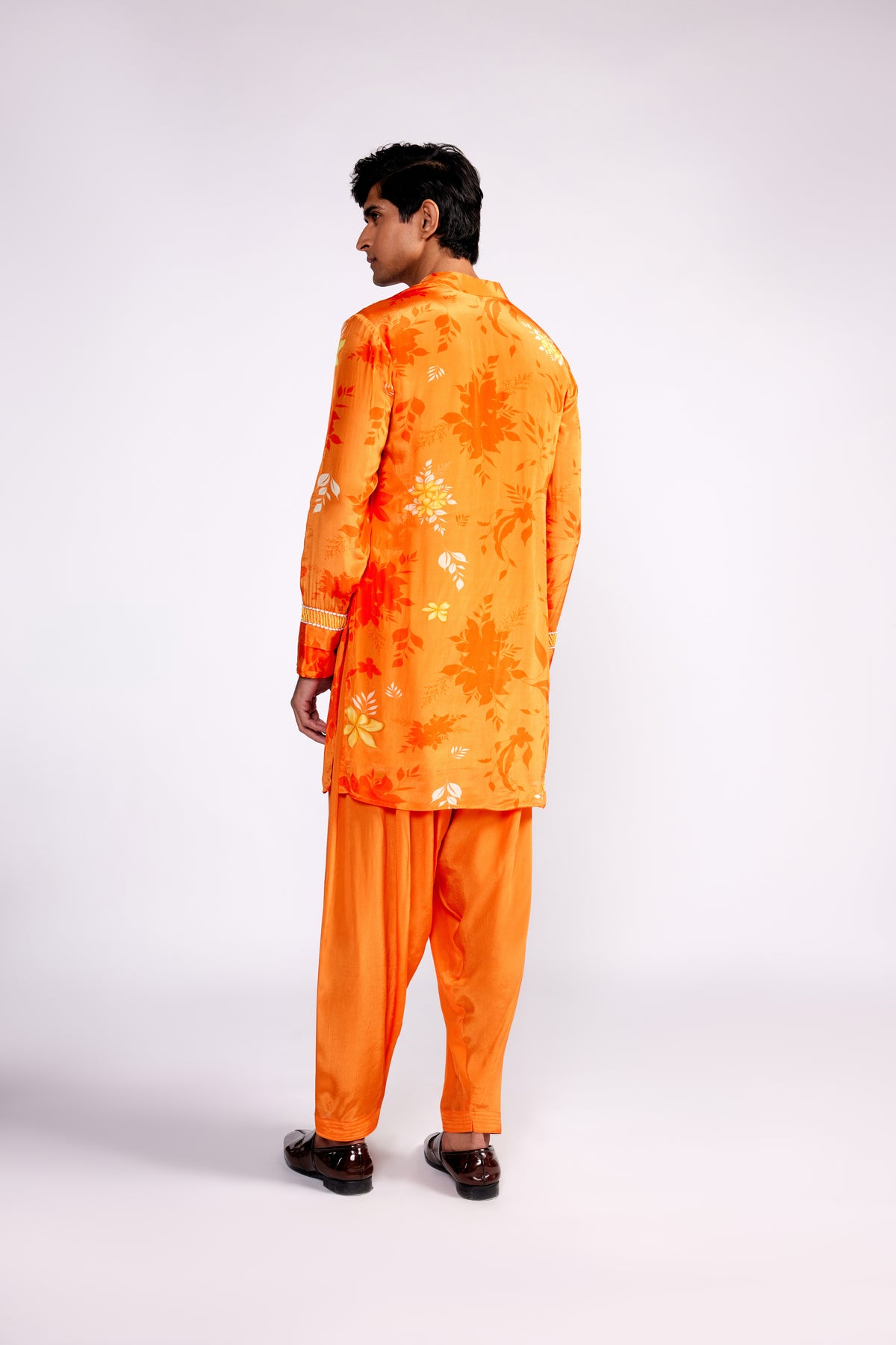 Orange Printed Kurta Set