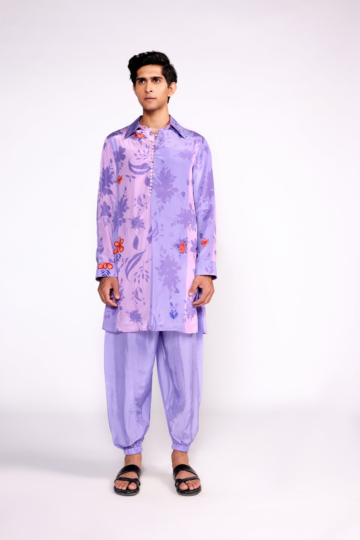 Lilac Printed Kurta in Crepe