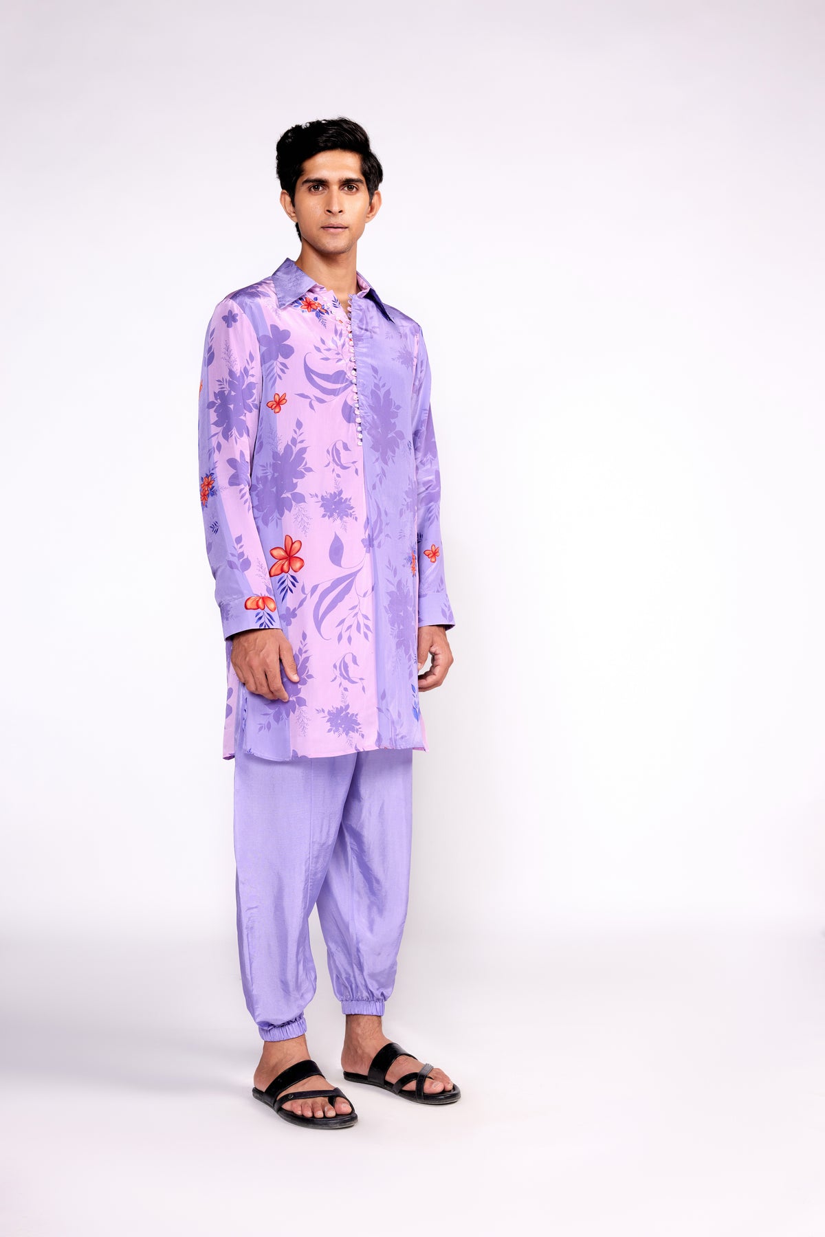 Lilac Printed Kurta in Crepe