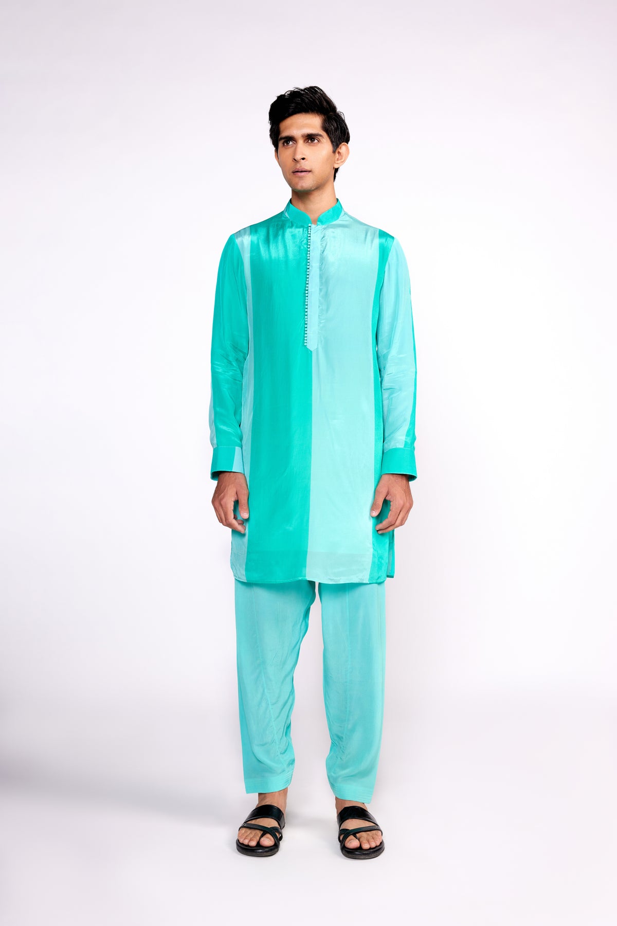 Aqua Green Color Block Kurta