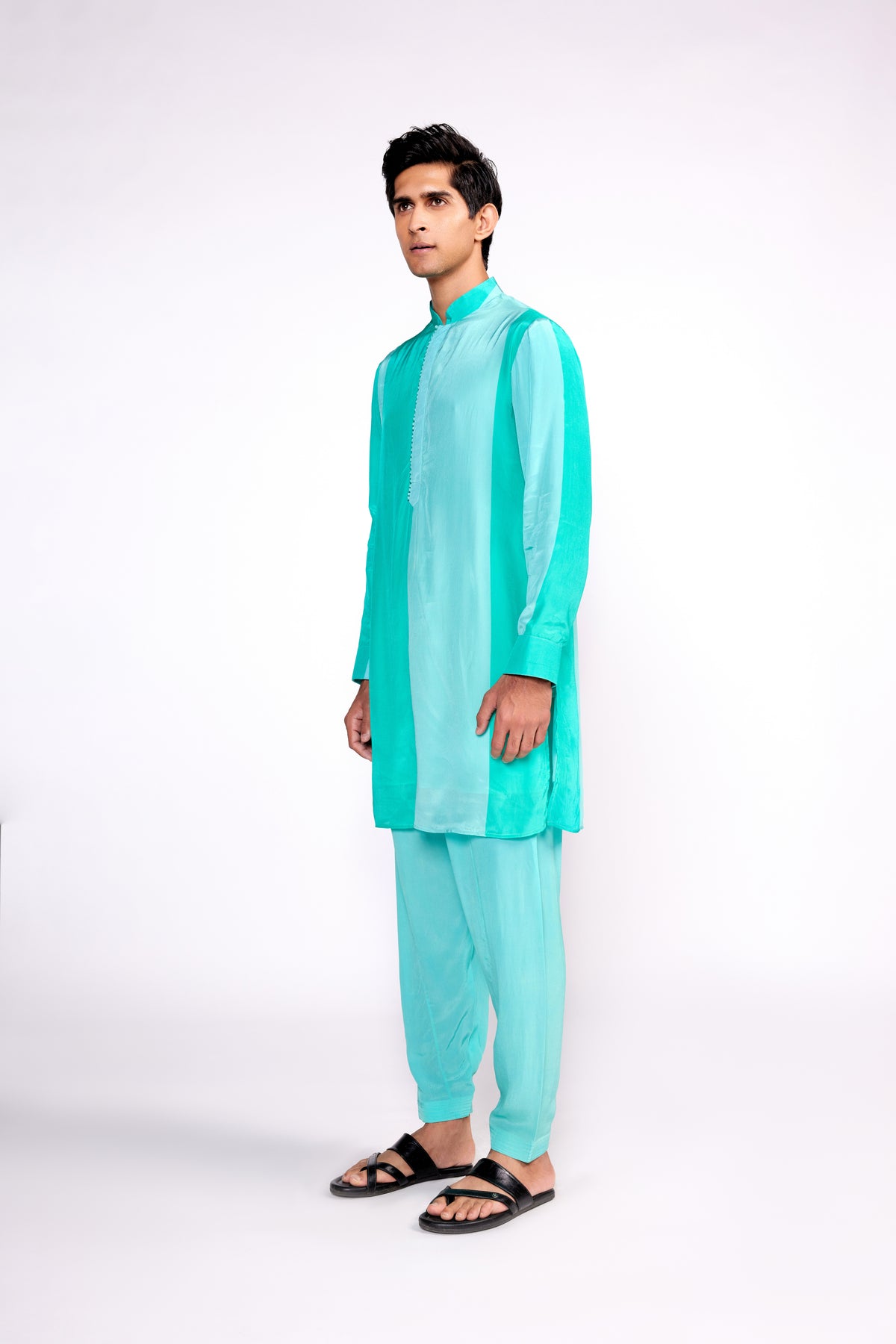 Aqua Green Color Block Kurta