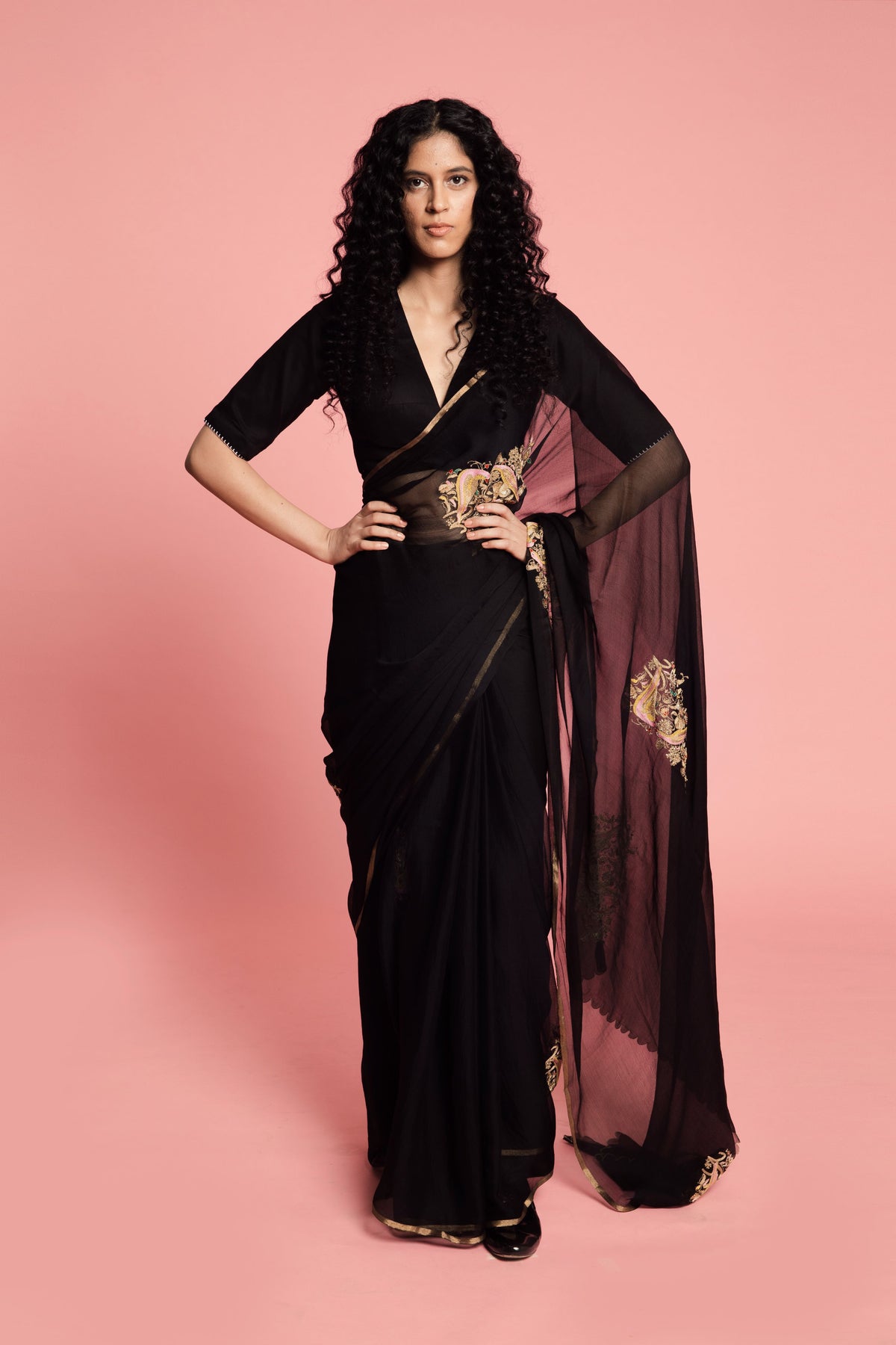 Tapi french chiffon sari