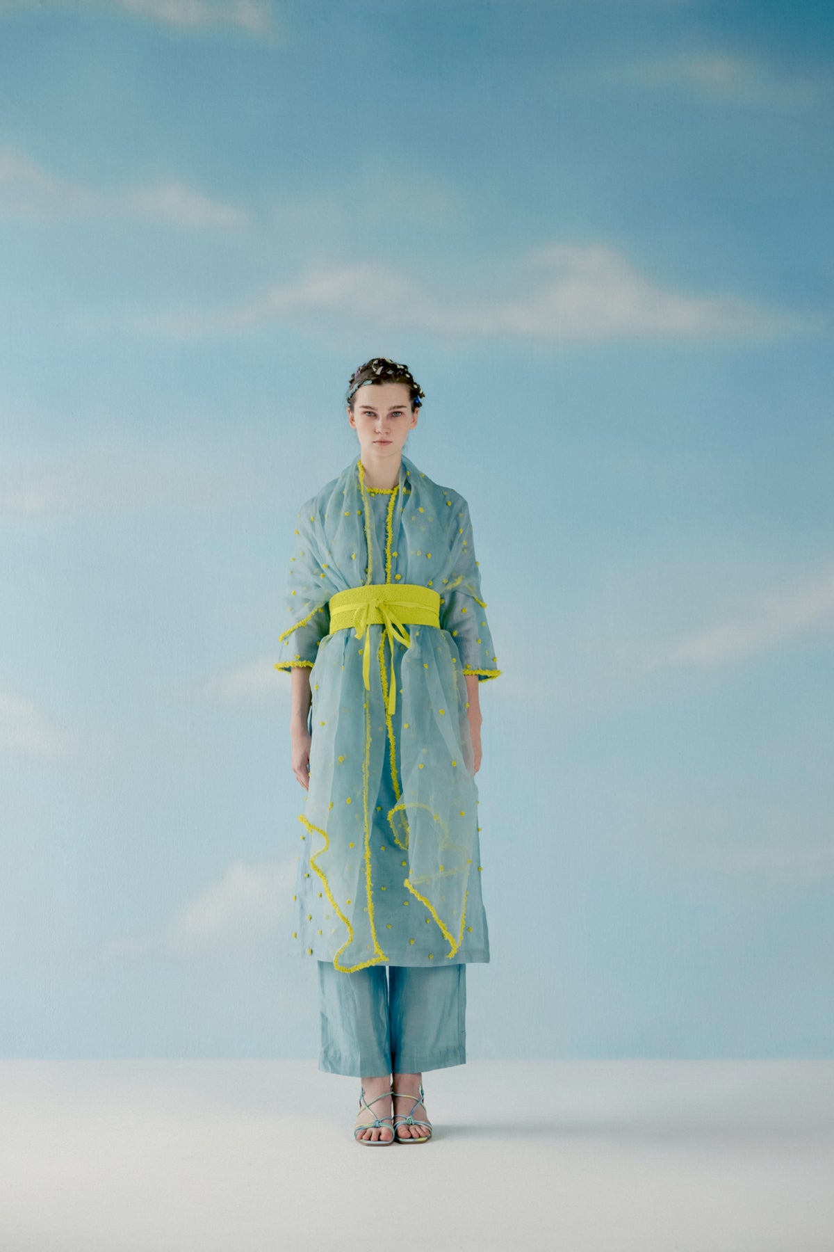 Ice blue chanderi kurta set