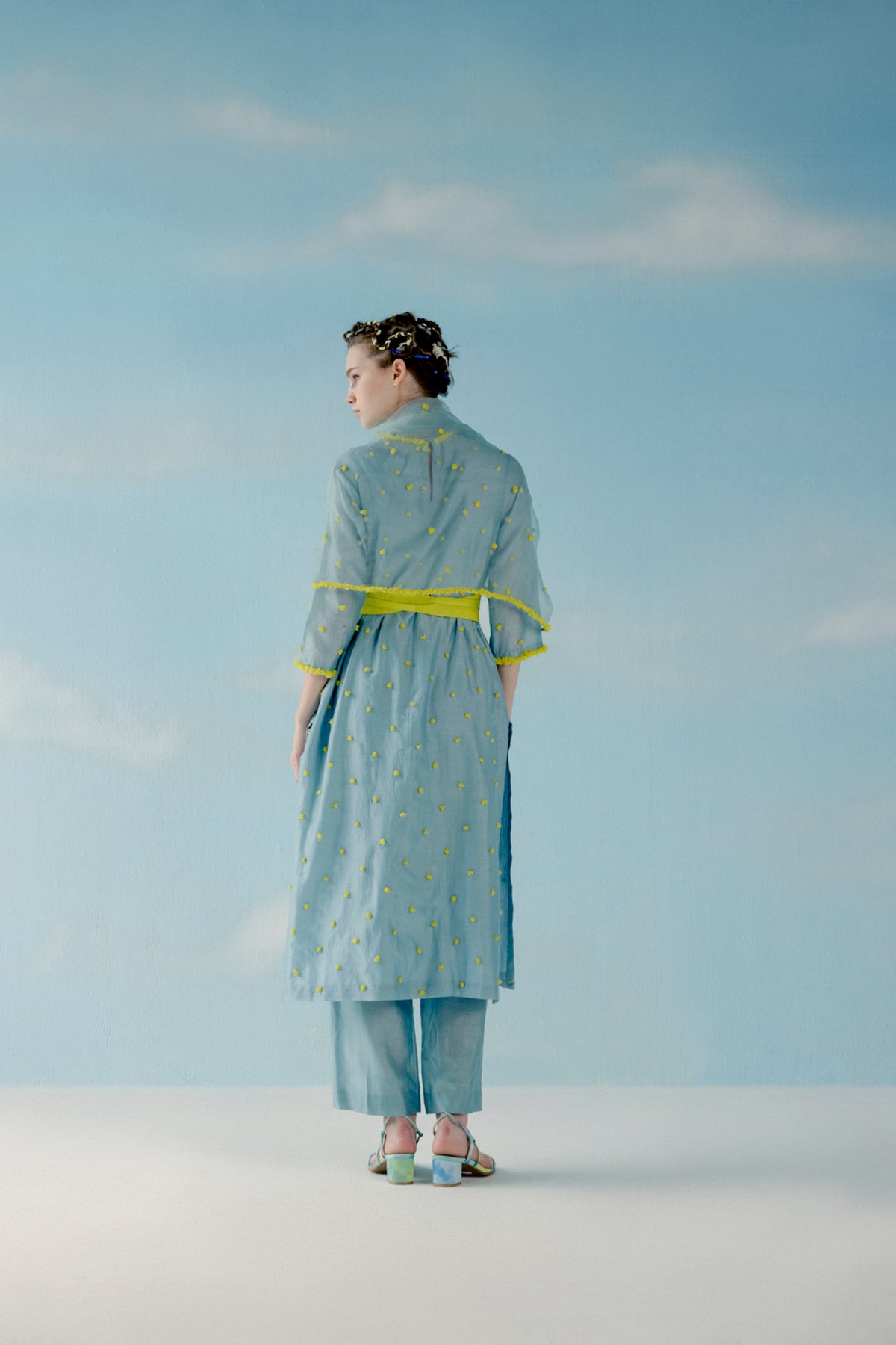 Ice blue chanderi kurta set