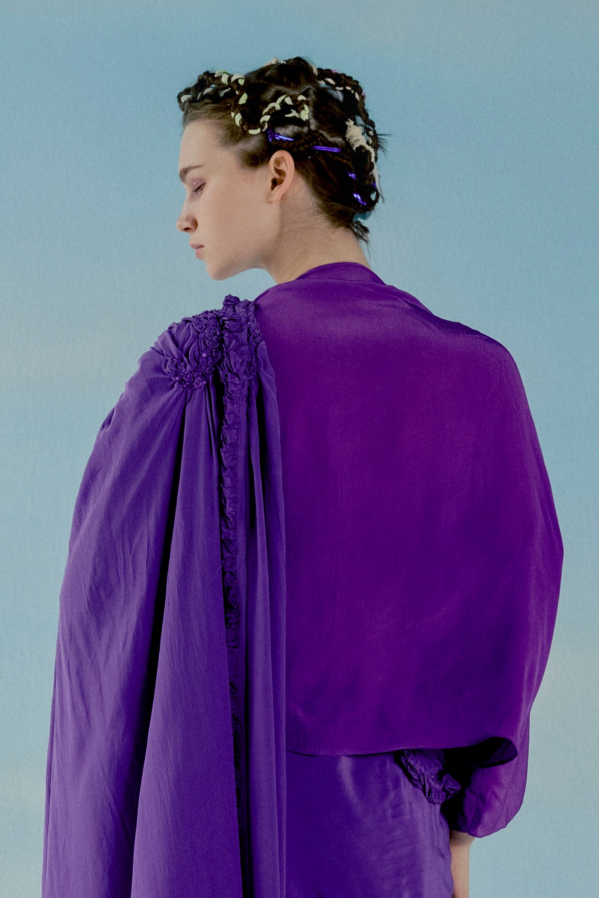 Violet smocking palla skirt sari
