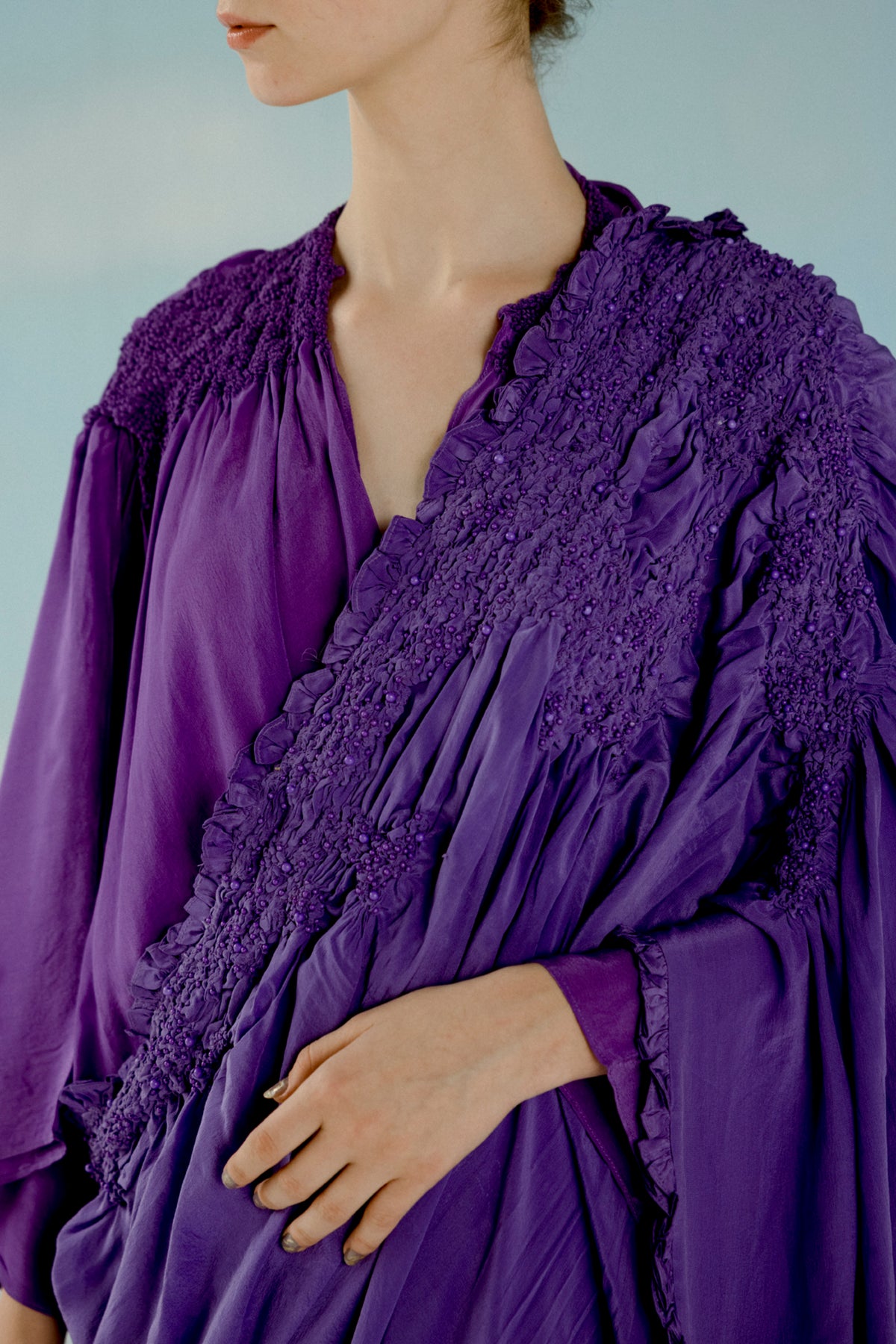Violet smocking palla skirt sari