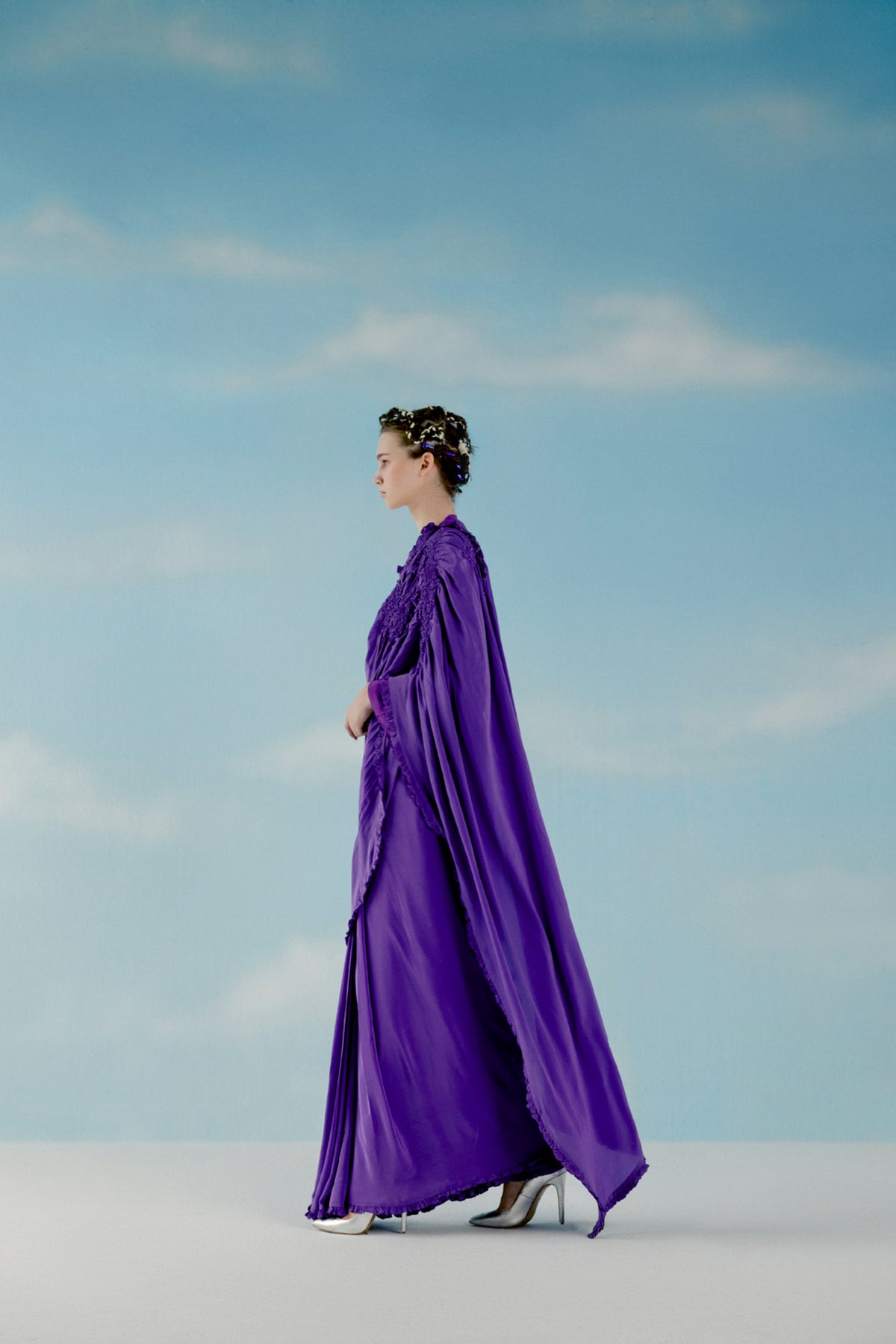 Violet smocking palla skirt sari