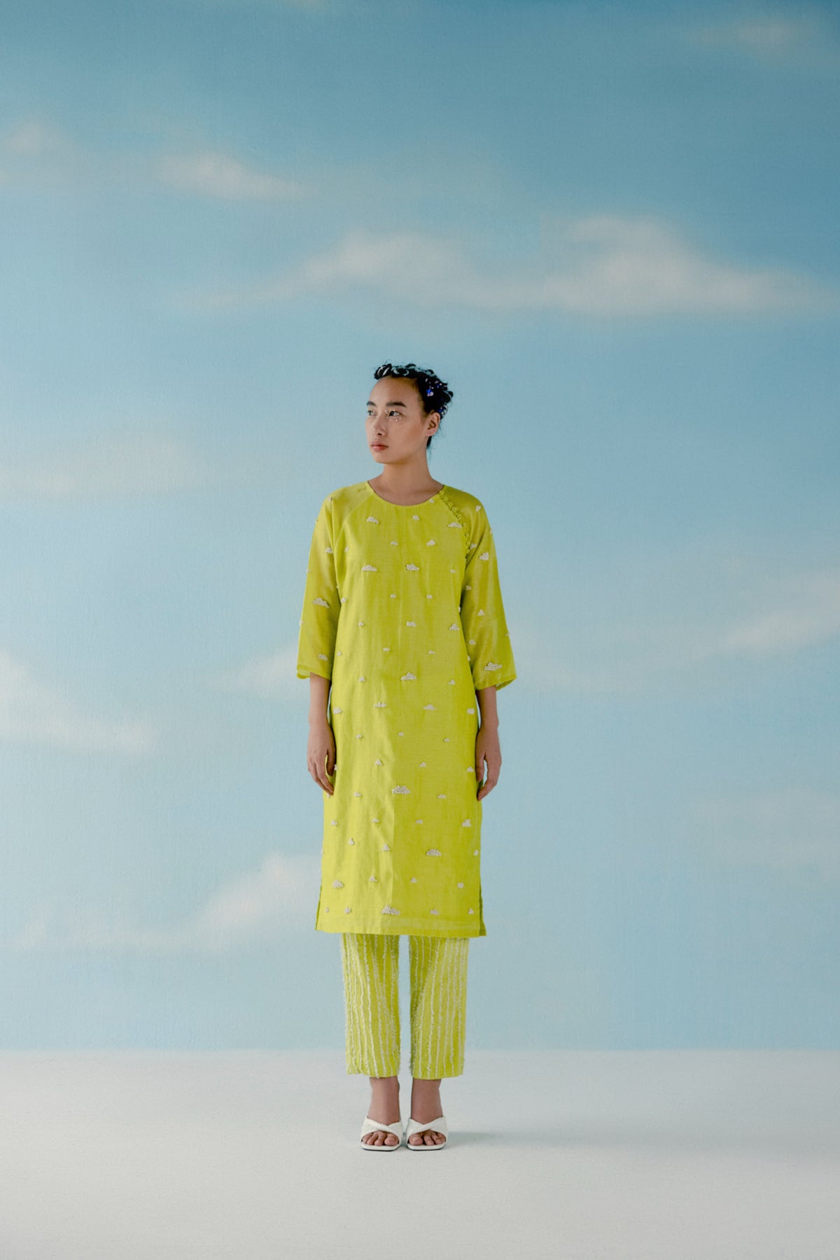 Neon yellow raglan kurta