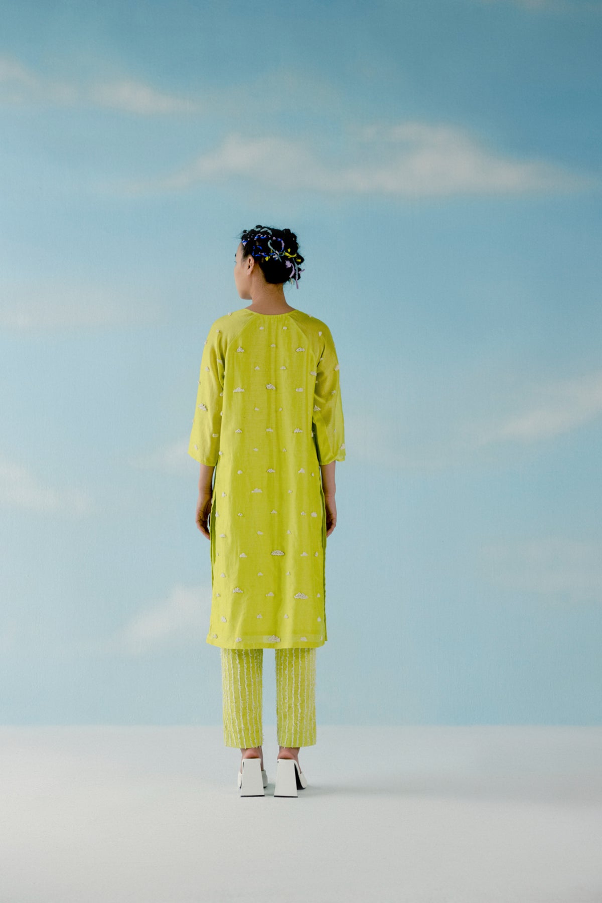 Neon yellow raglan kurta