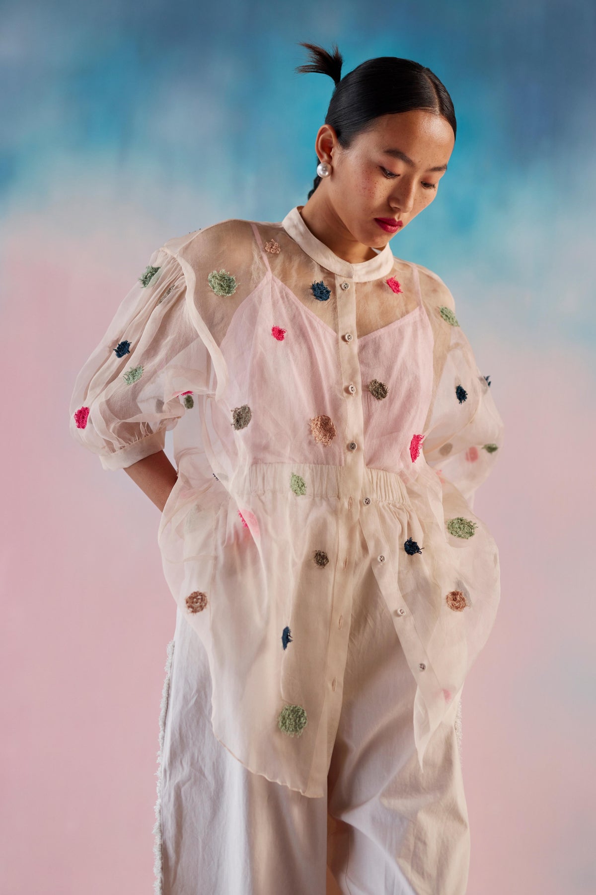 Cord Embroidery Multicolor Shirt