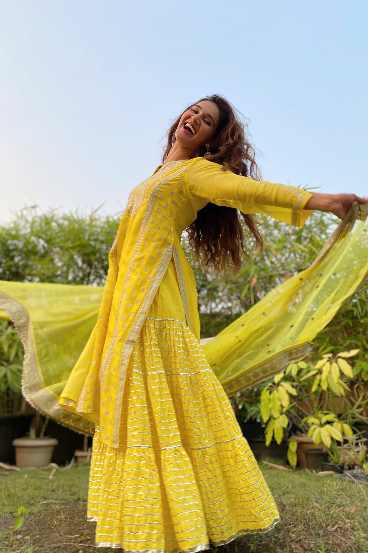 Muzafar yellow sharara set