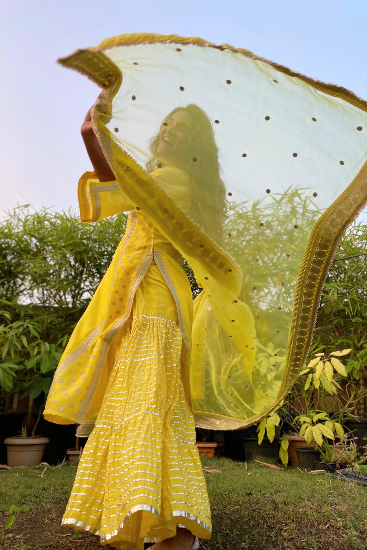 Muzafar yellow sharara set