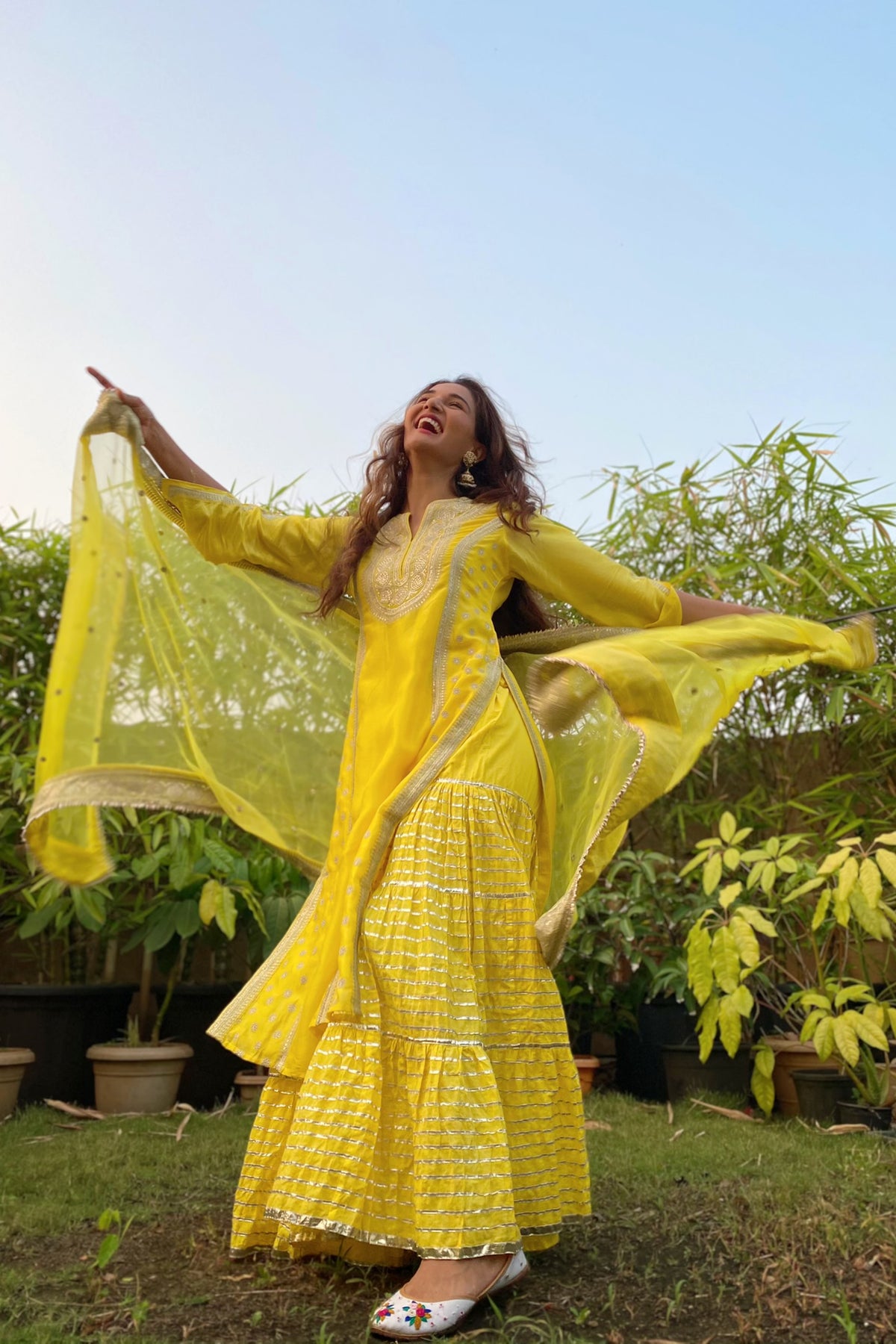 Muzafar yellow sharara set