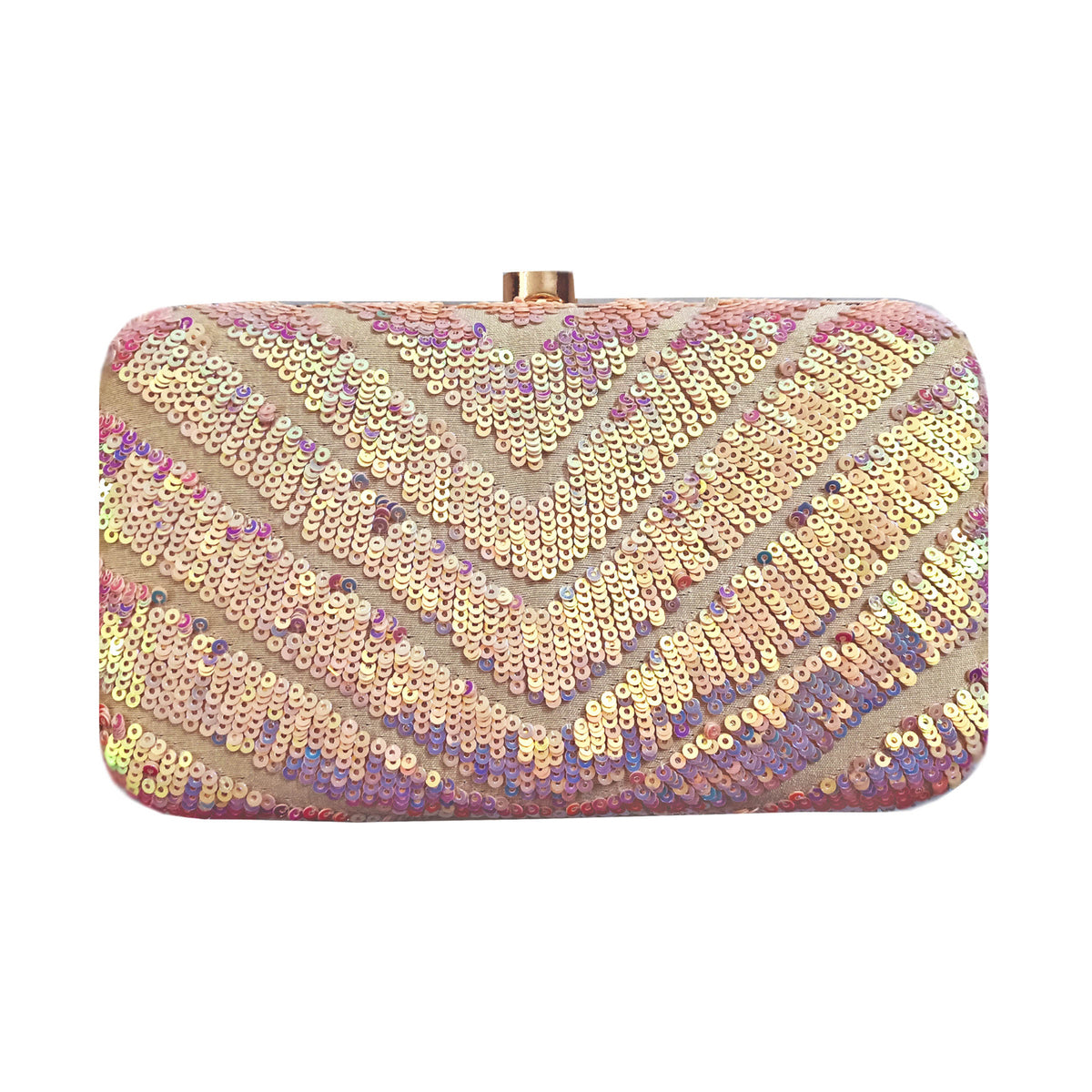 Radiant shimmer handembroidered clutch