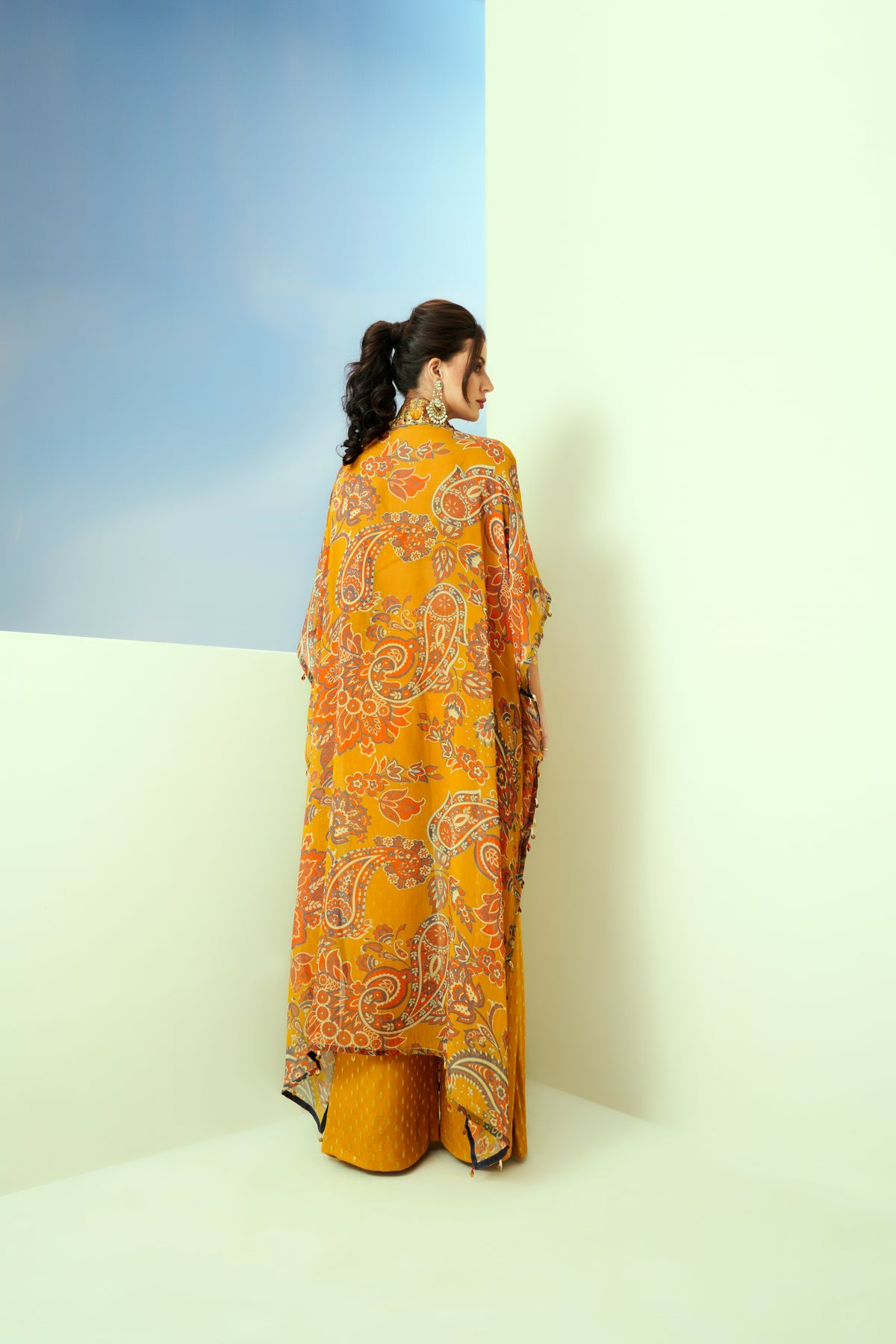 Yellow Longline Kaftan Set