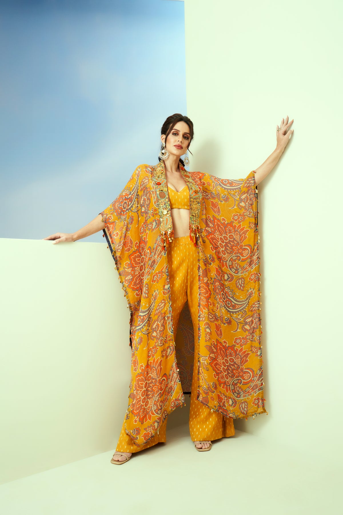 Yellow Longline Kaftan Set