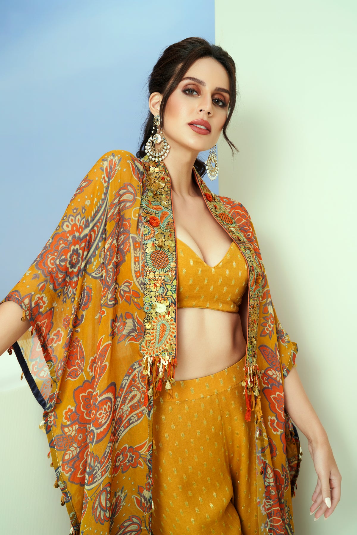 Yellow Longline Kaftan Set