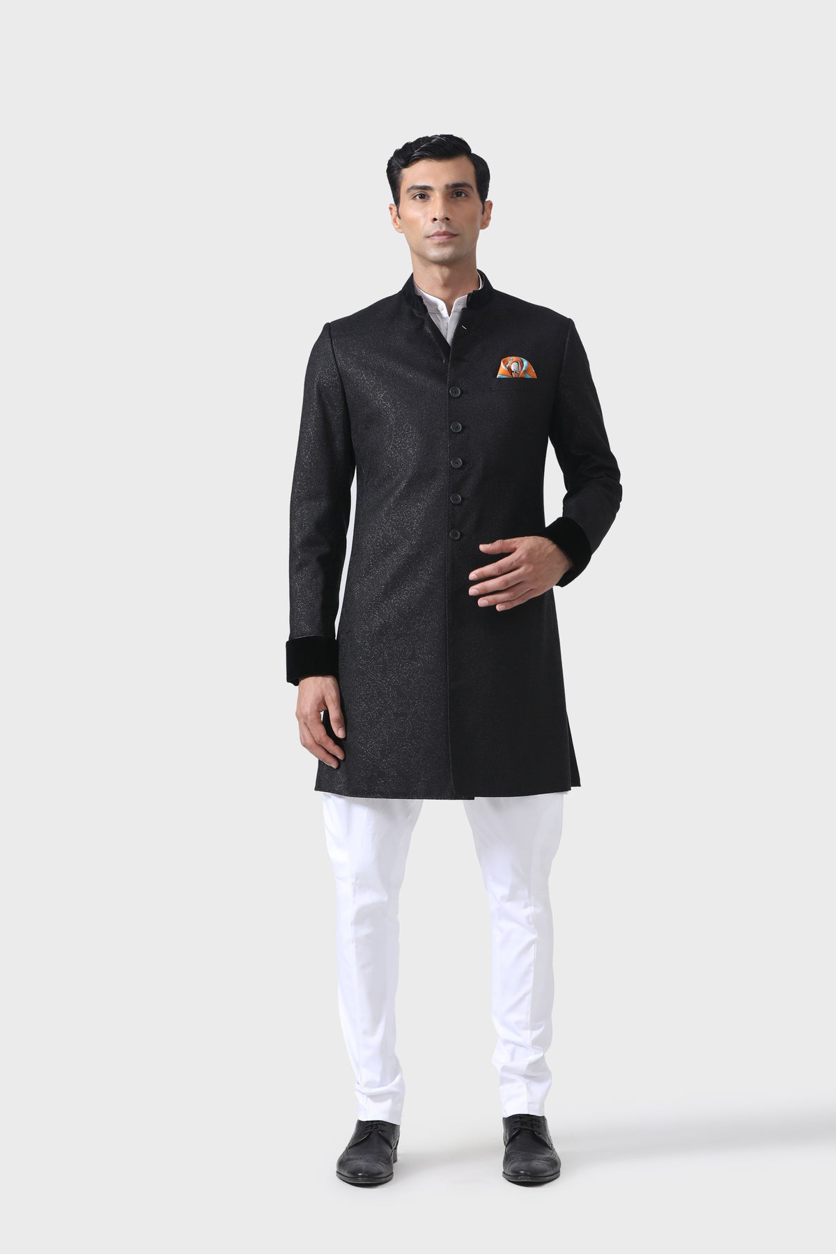 Elegance Bespoke Black Short Achkan