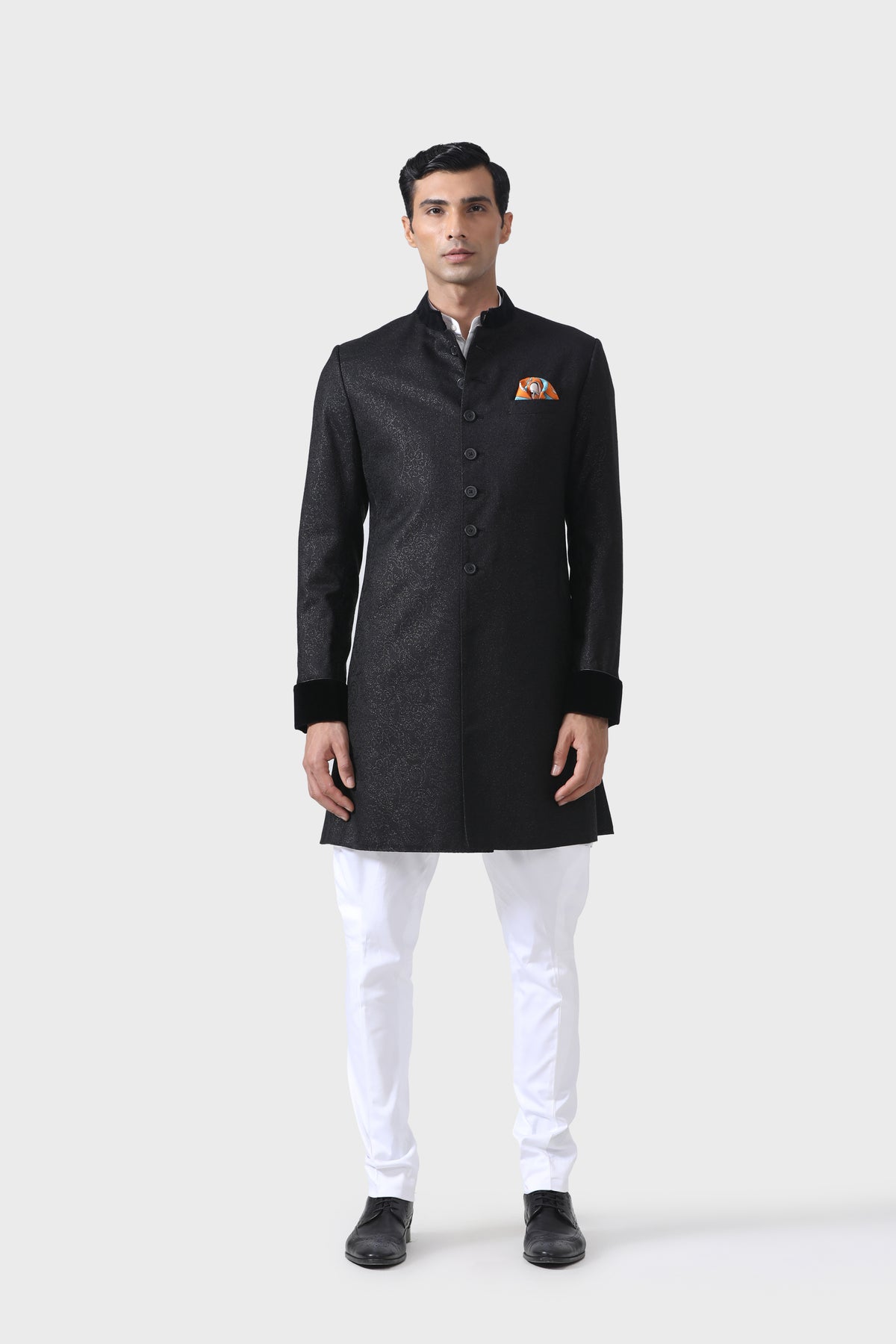 Elegance Bespoke Black Short Achkan