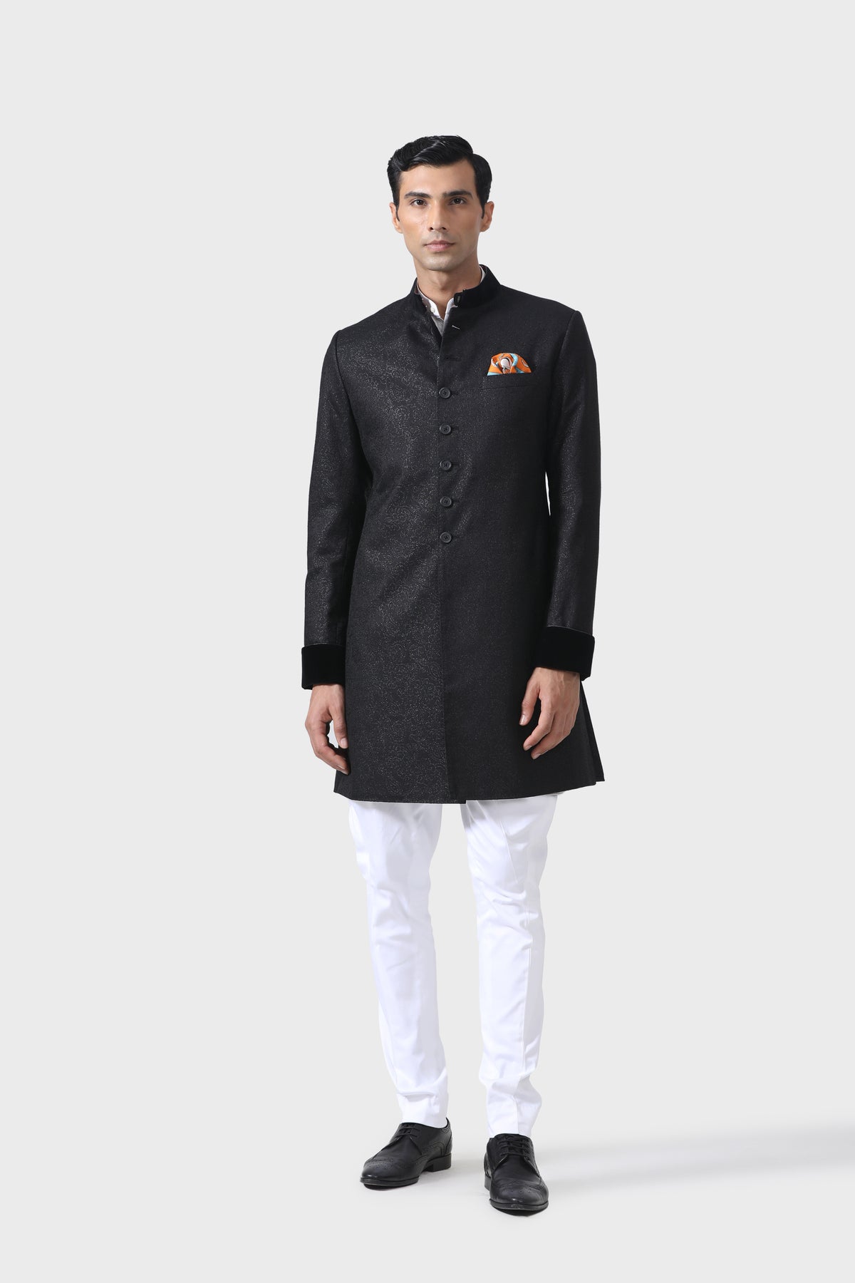 Elegance Bespoke Black Short Achkan