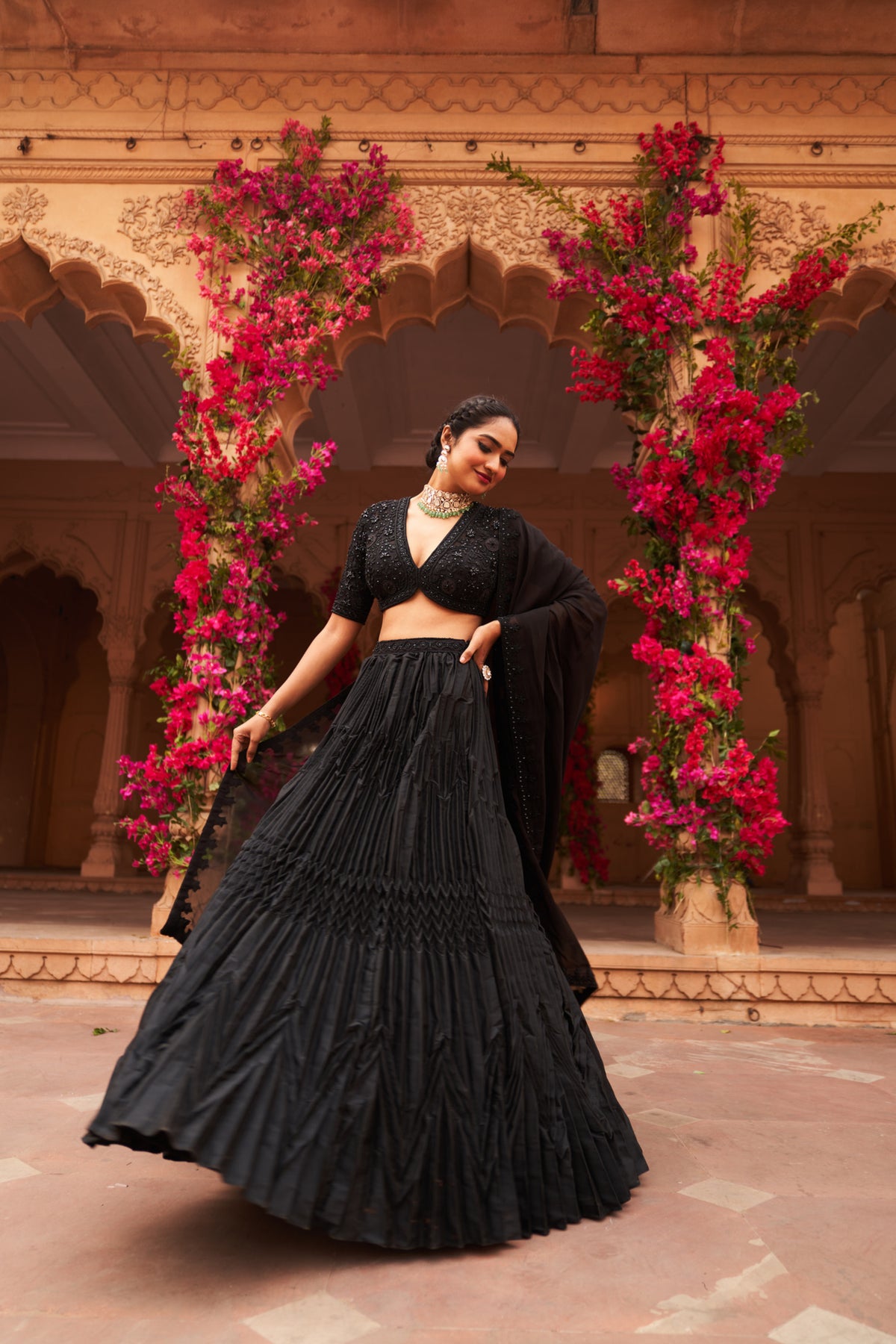 Syah Pleated Lehenga Set