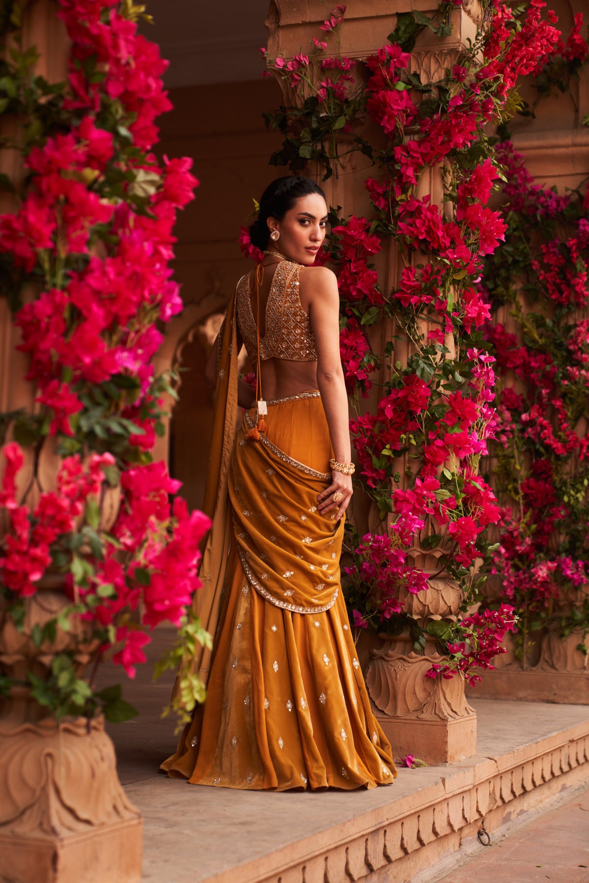 Narangi Pleated Lehenga Set