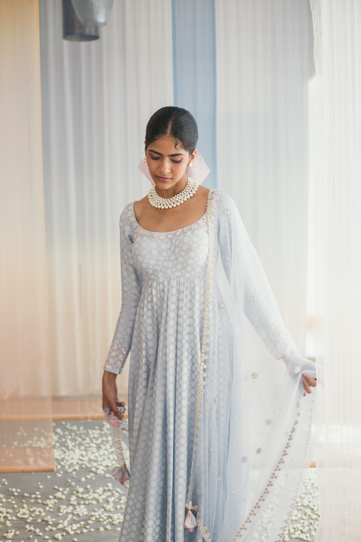 Misty Blue Anarkali