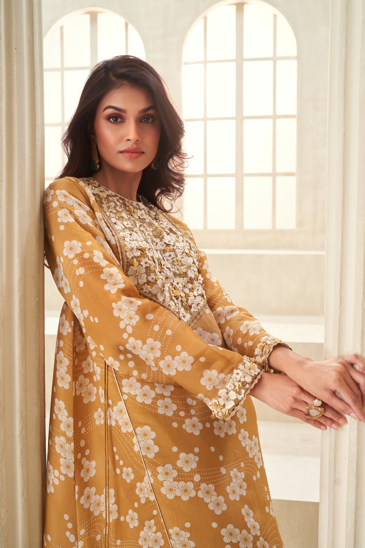 Gold Printed Kurta Set