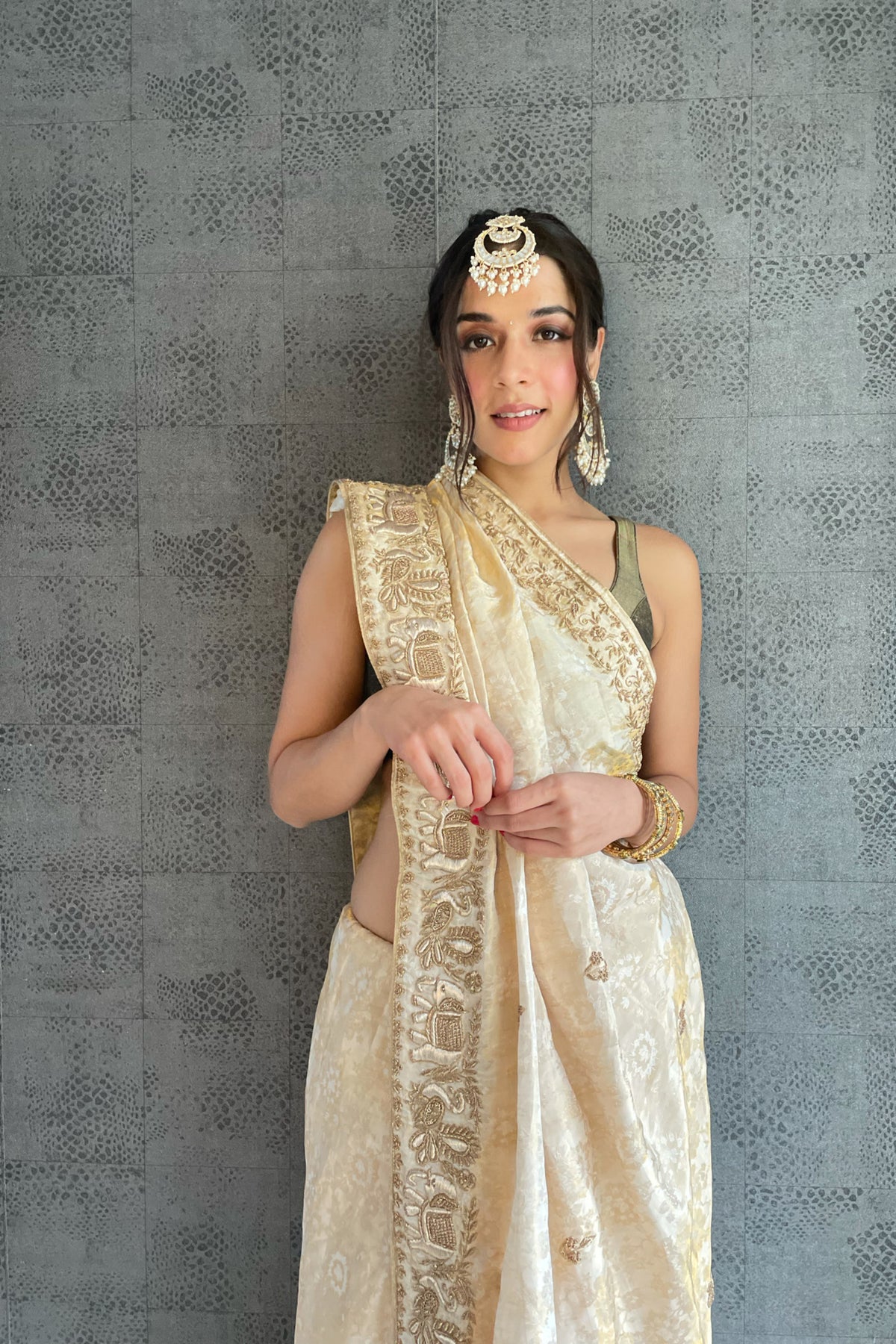 Off White Tissue Silk Saree