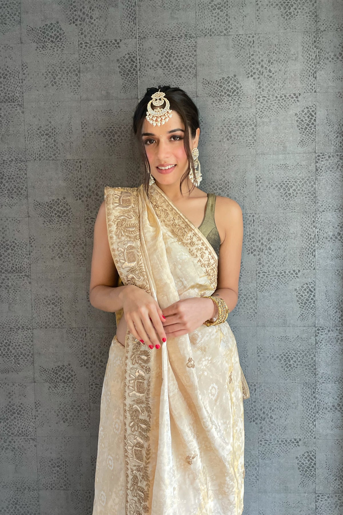 Off White Tissue Silk Saree