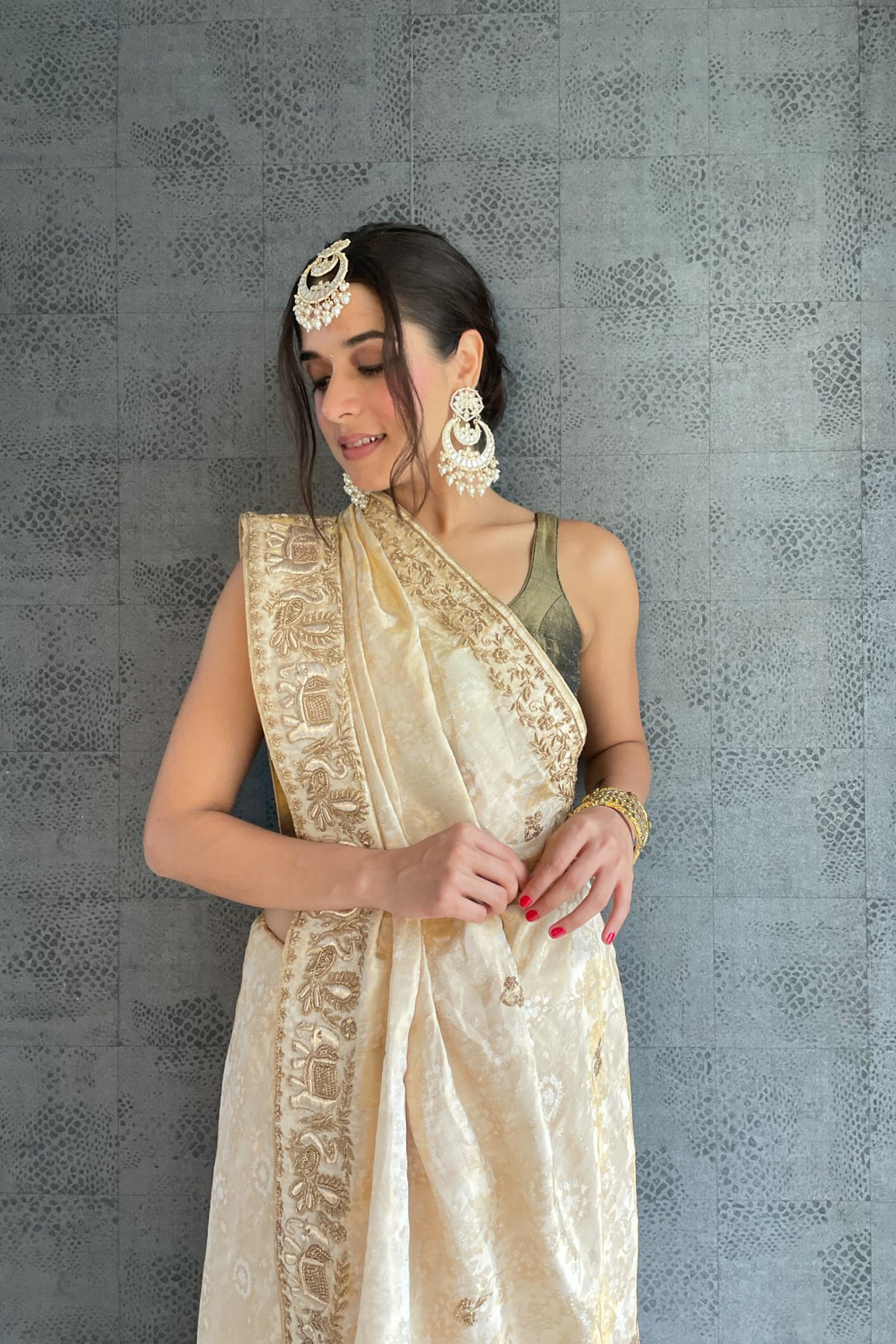 Off White Tissue Silk Saree