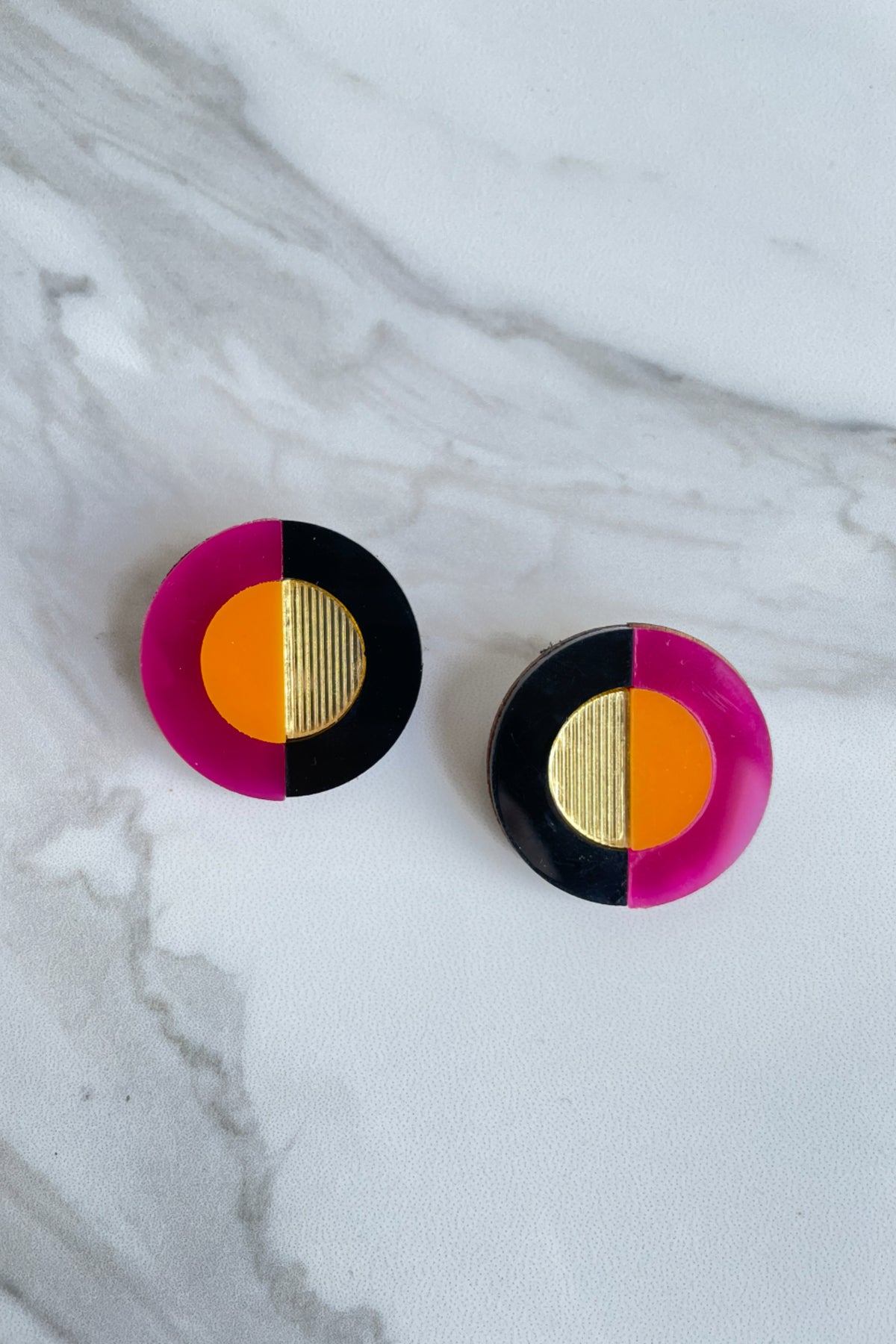 Pink and Black Dual Tone Studs