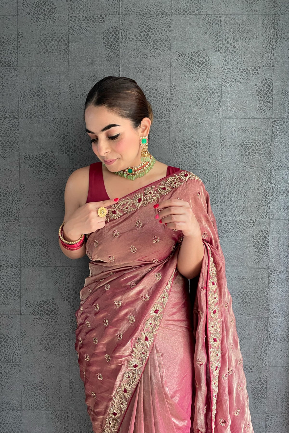 Maroon Tissue Saree