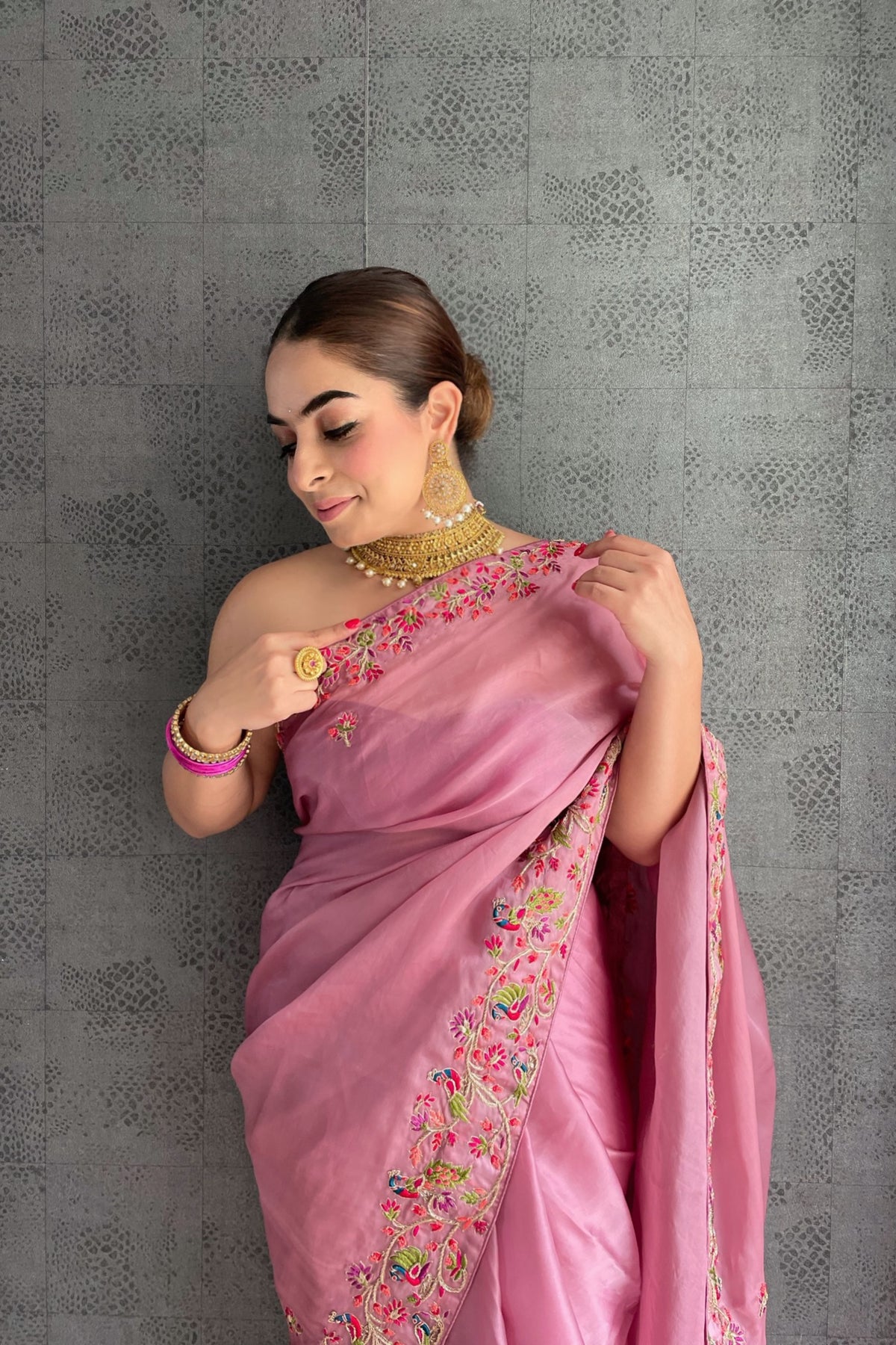 The Pink Organza Saree