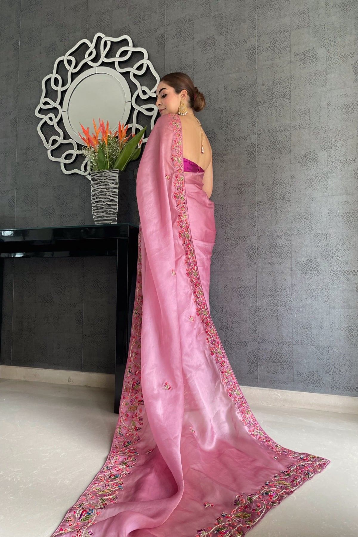 The Pink Organza Saree