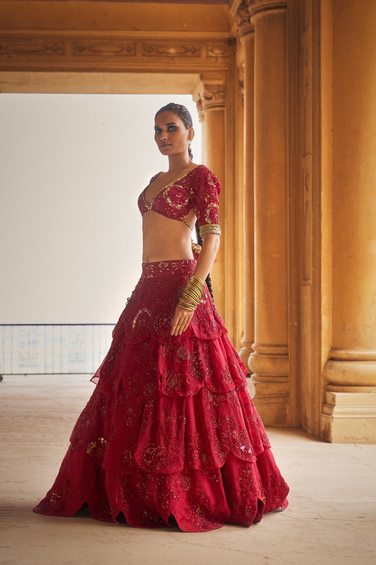 Surkh Pyaari Jaan Lehenga  Set