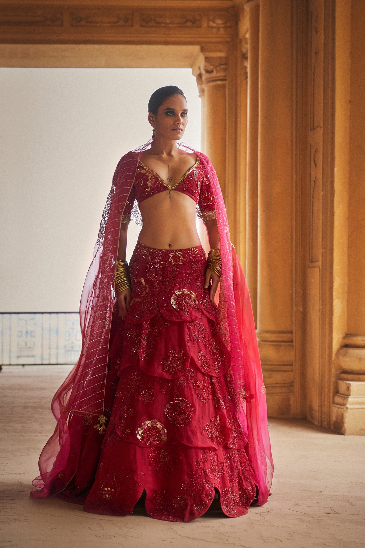 Surkh Pyaari Jaan Lehenga  Set