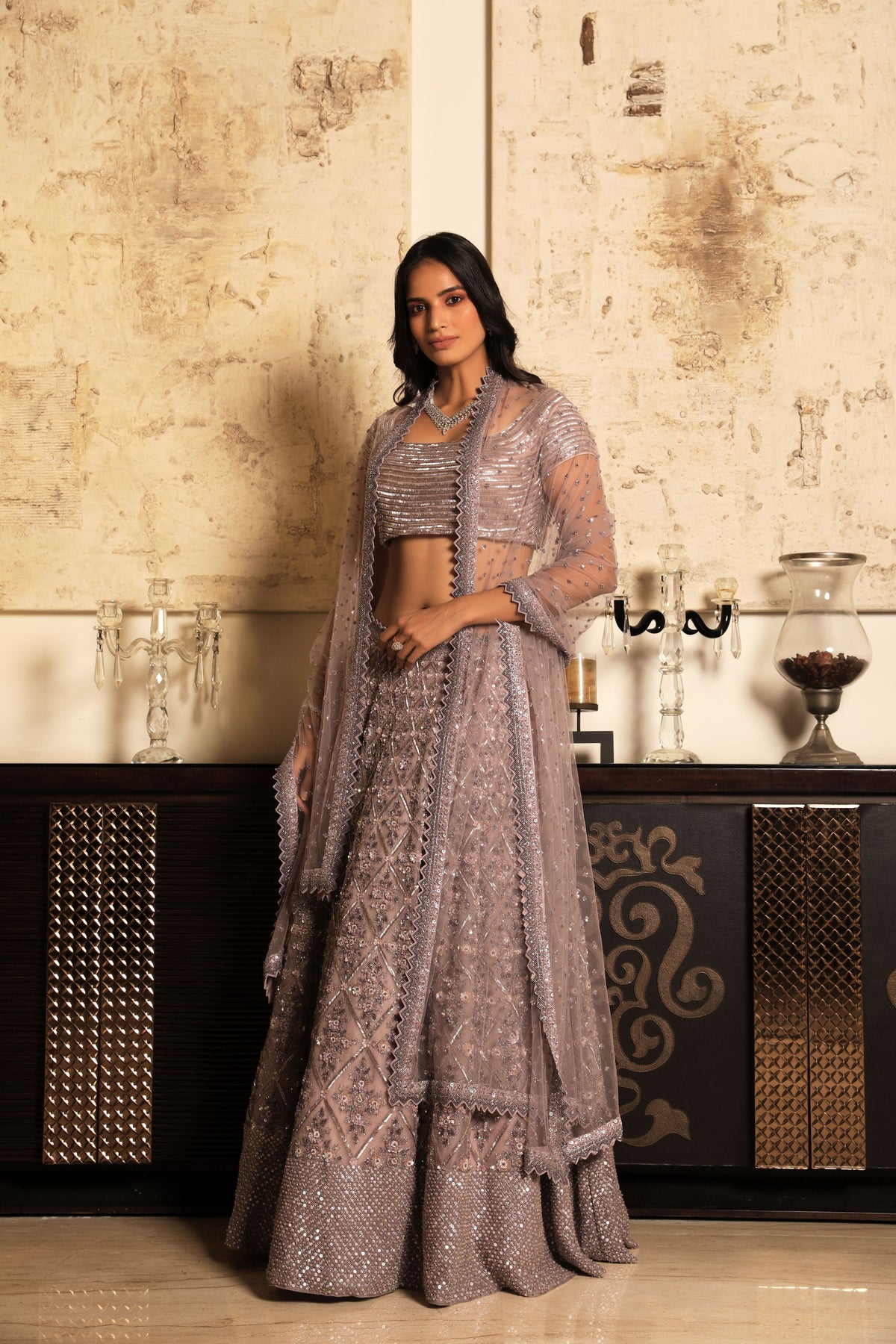 Purple embroidered lehenga set