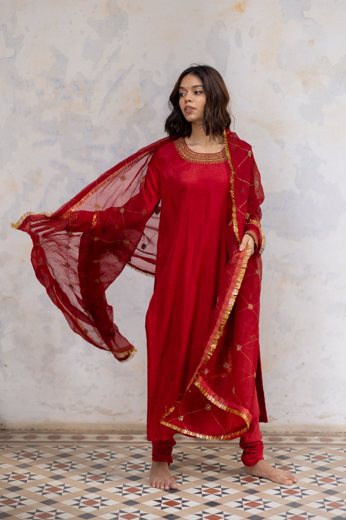 Red zeenat kurta set