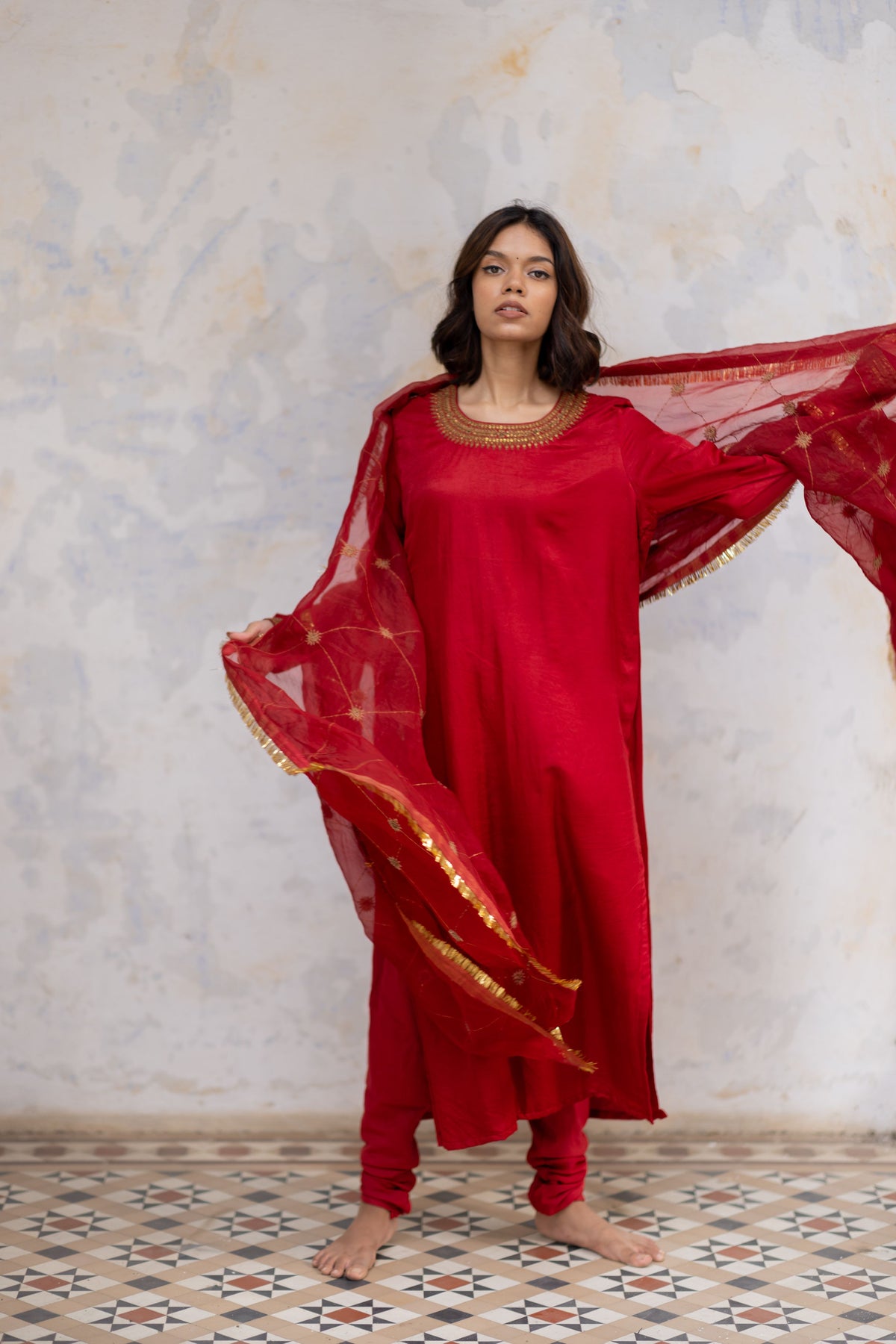Red zeenat kurta set